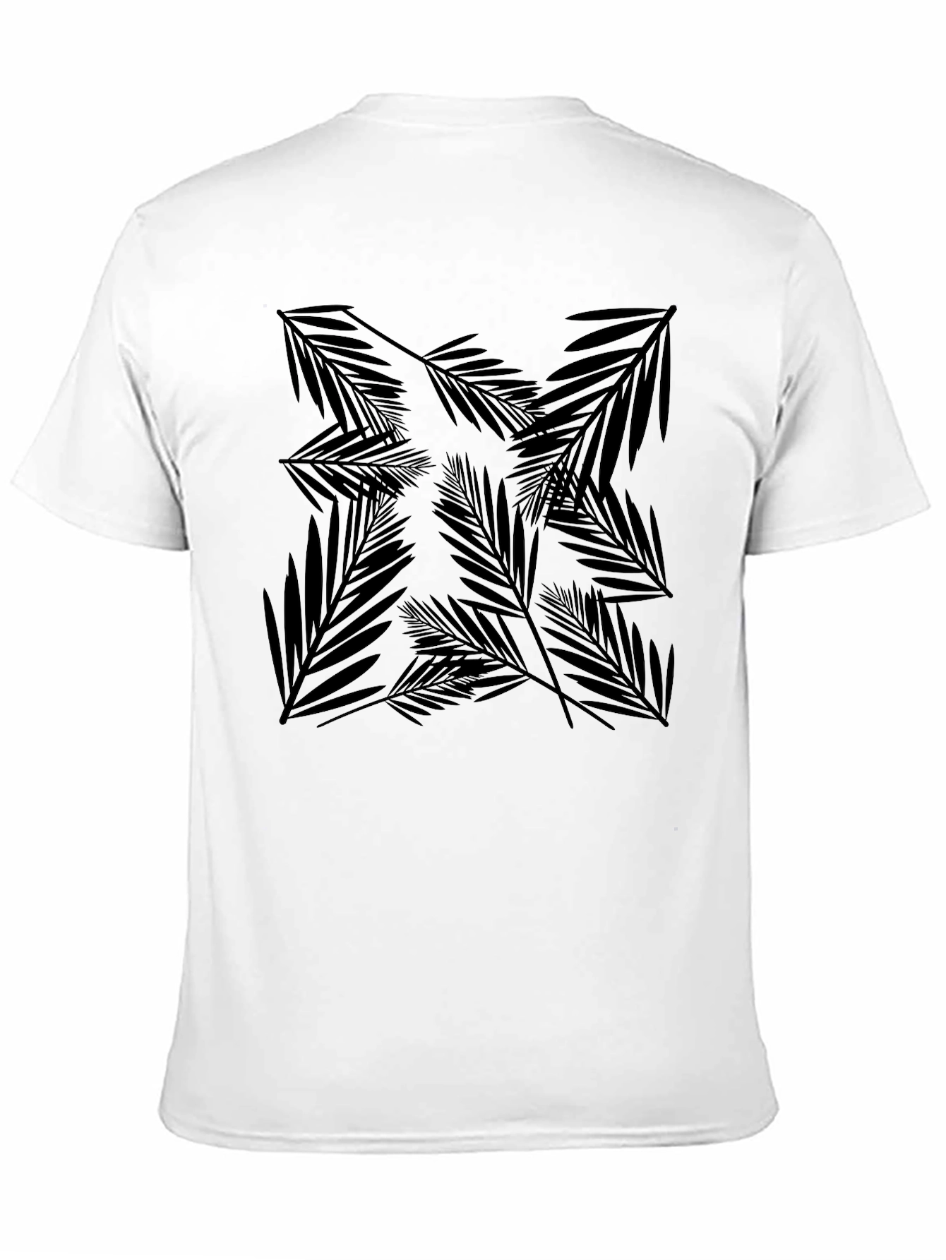 Black Palm Leaf Pattern T-Shirt