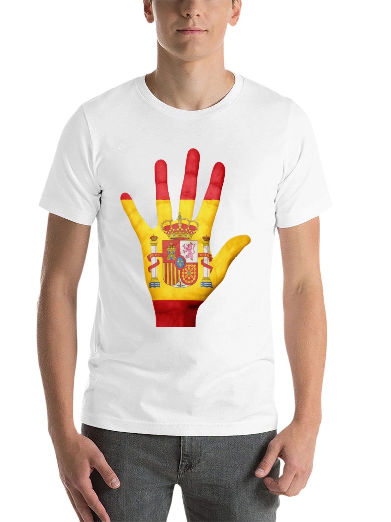 Spain Flag Hand T-Shirt - Black Cotton Tee