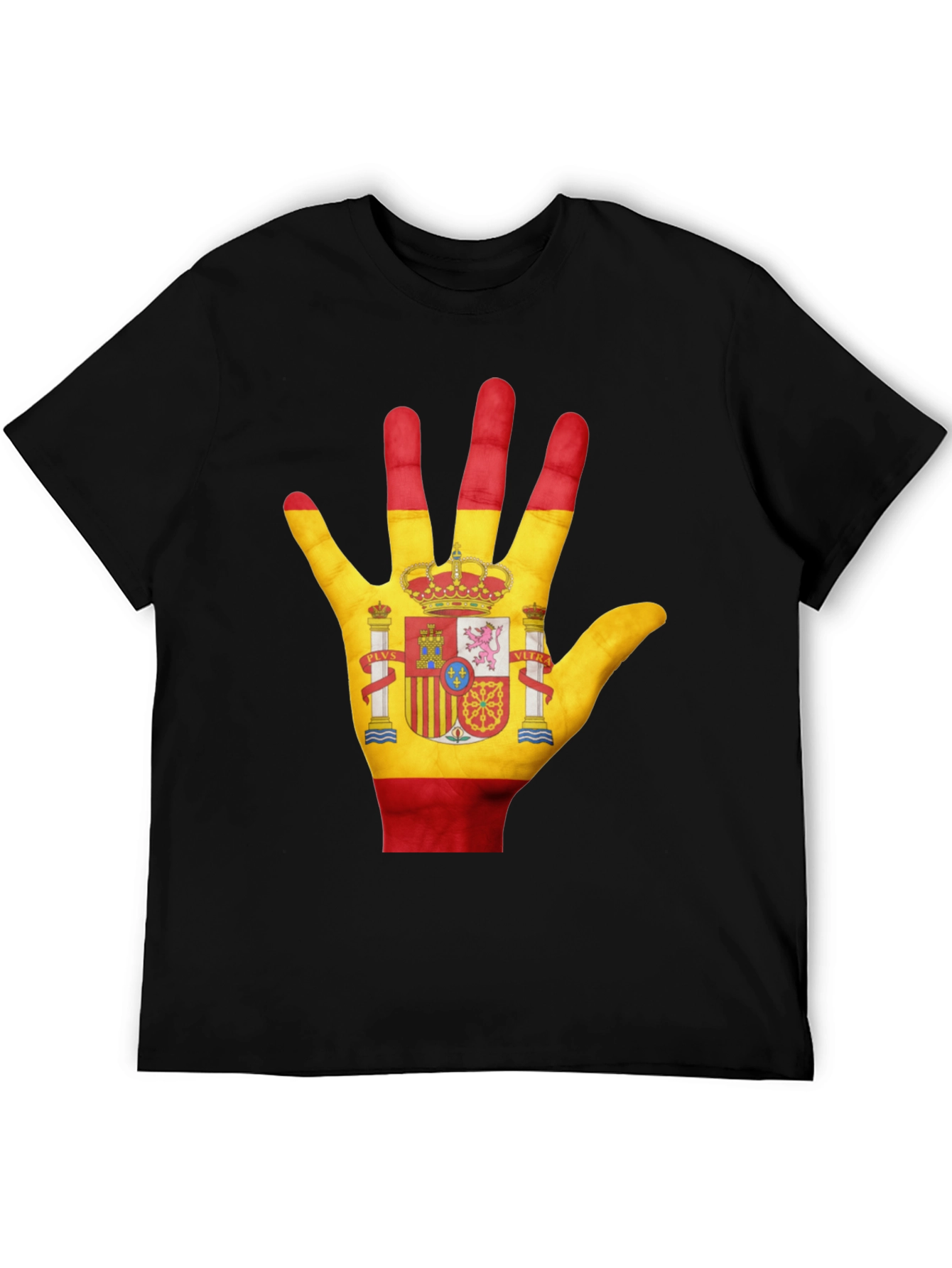 Spain Flag Hand T-Shirt - Black Cotton Tee