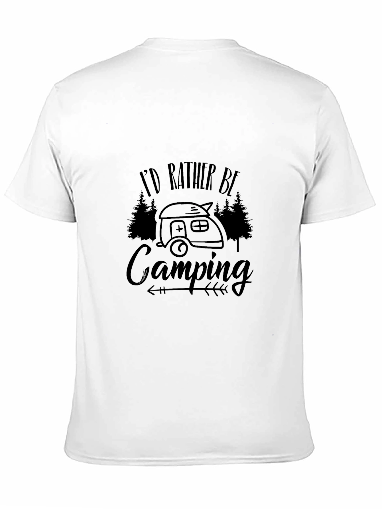 Id Rather Be Camping Black Graphic T-Shirt