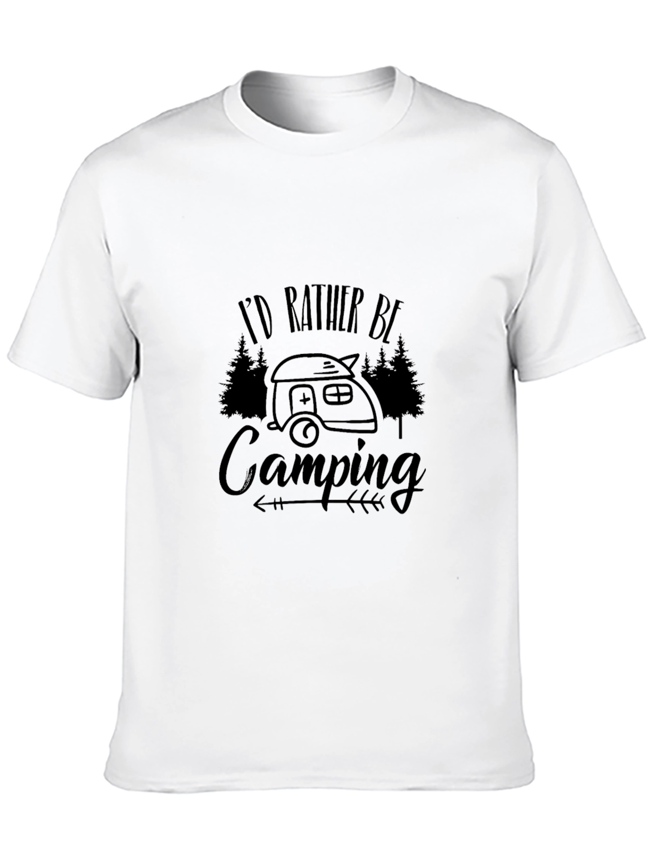 Id Rather Be Camping Black Graphic T-Shirt