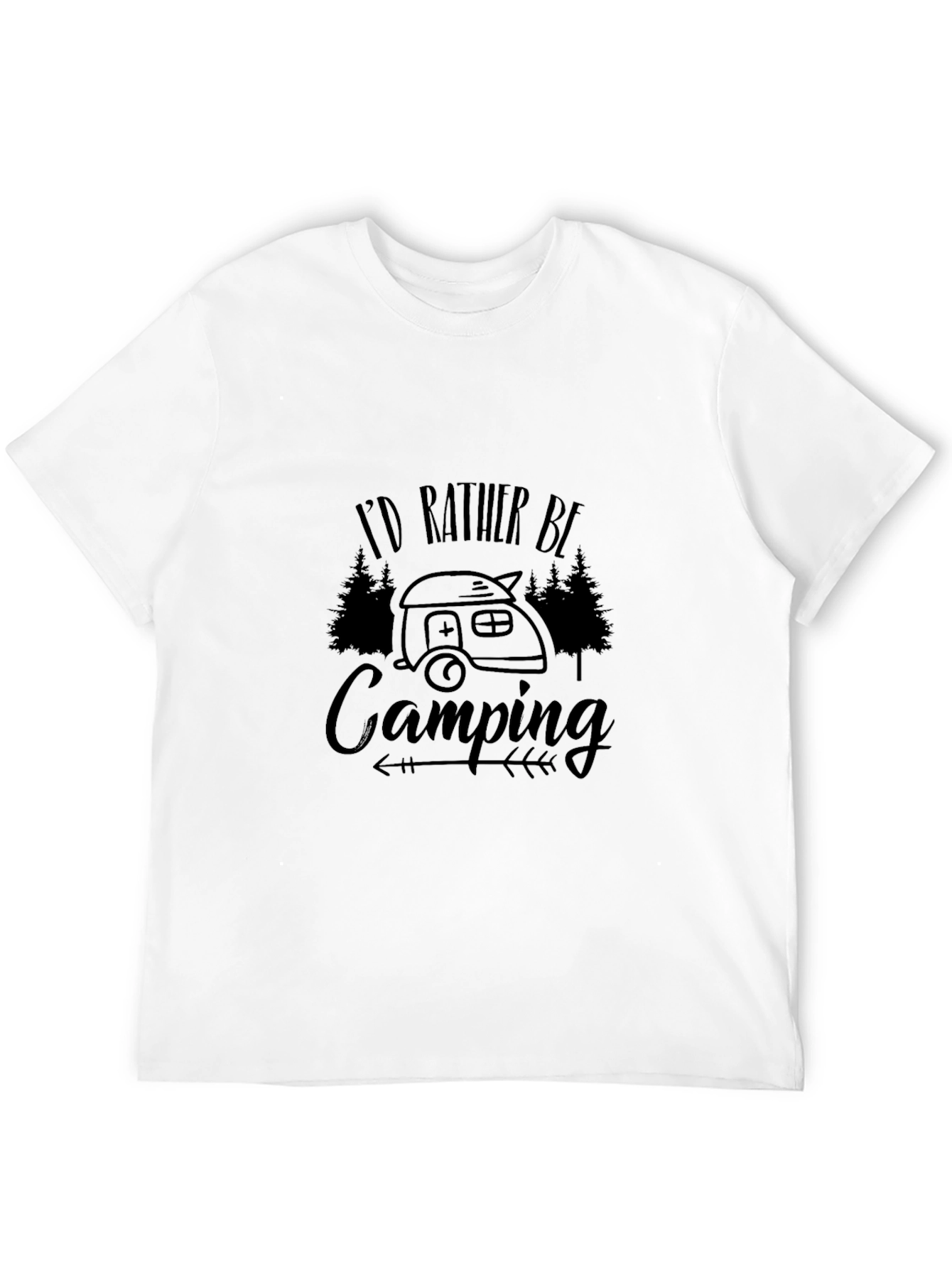 Id Rather Be Camping Black Graphic T-Shirt