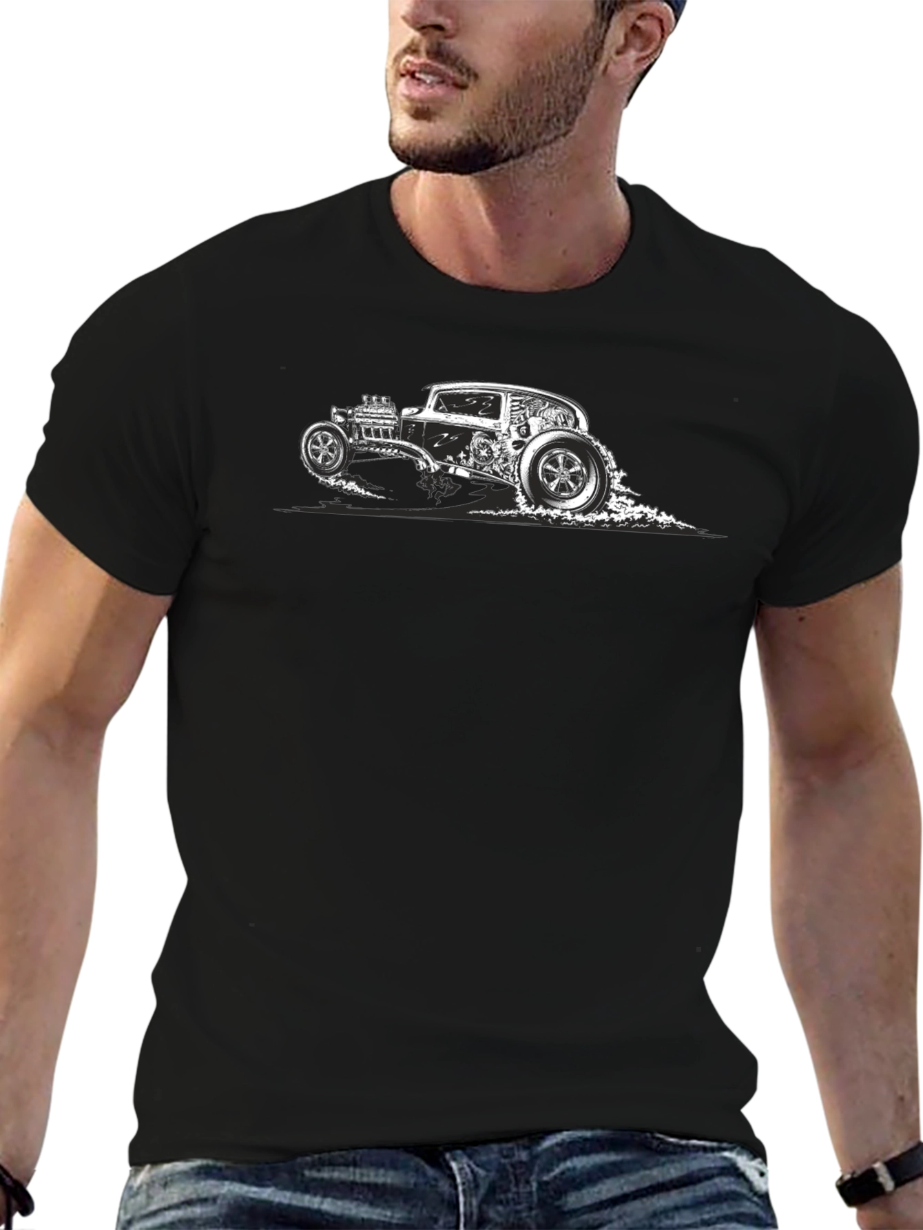 Hot Rod Car Graphic Black T-Shirt