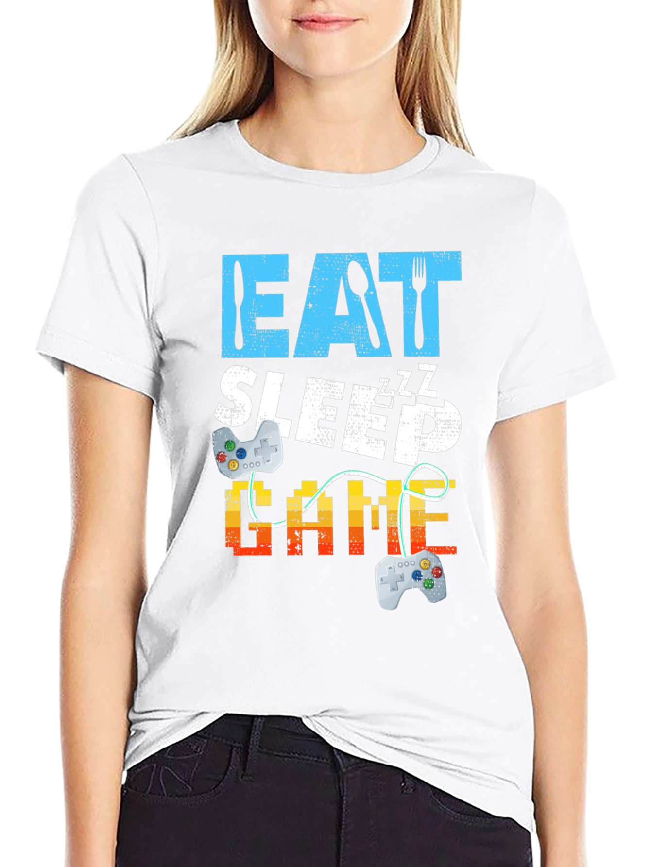 Eat Sleep Game Black Graphic Tee