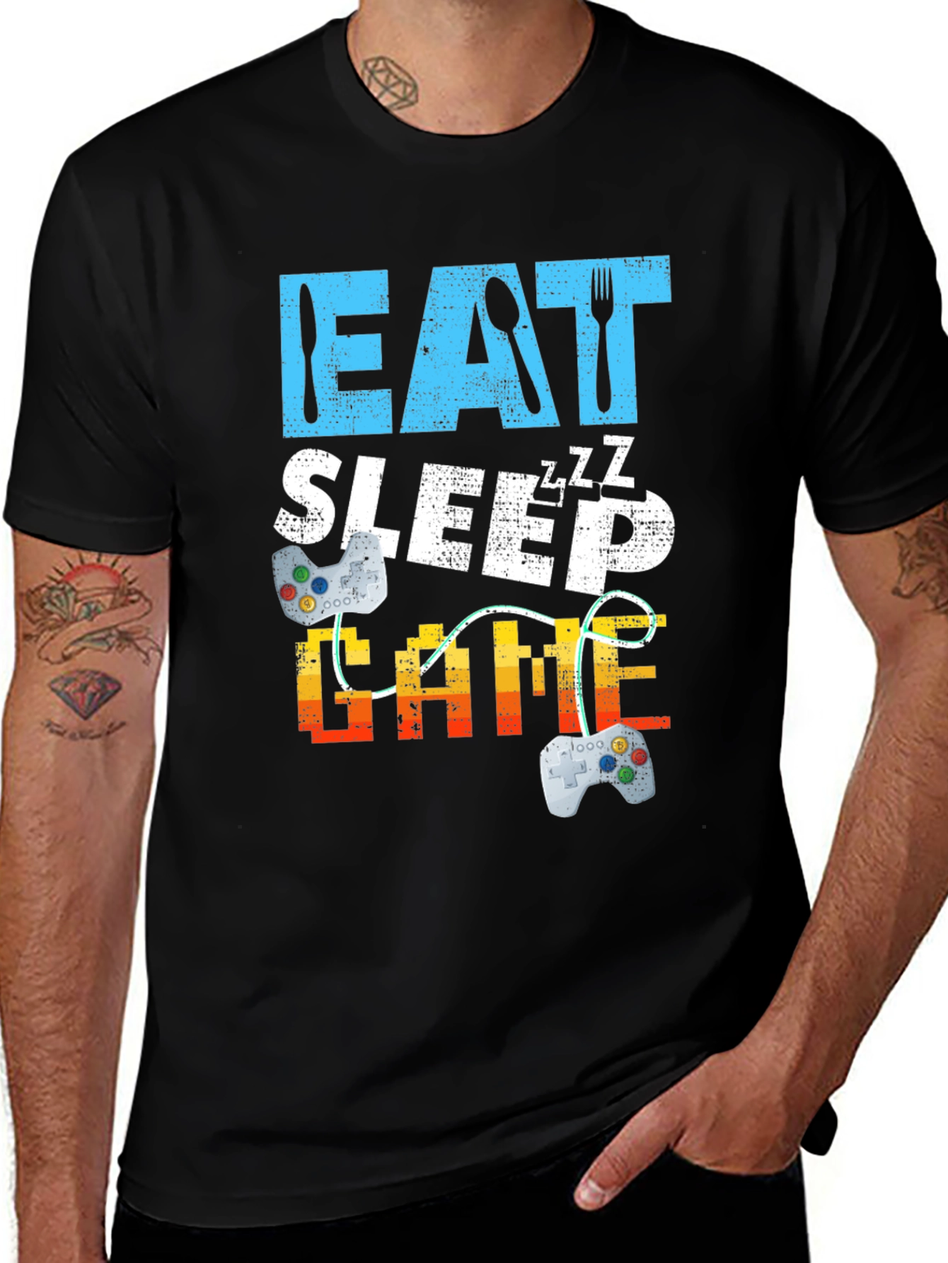 Eat Sleep Game Black Graphic Tee