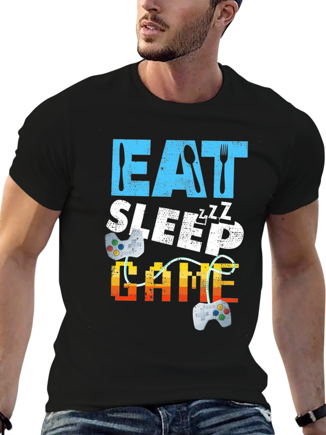 Eat Sleep Game Black Graphic Tee