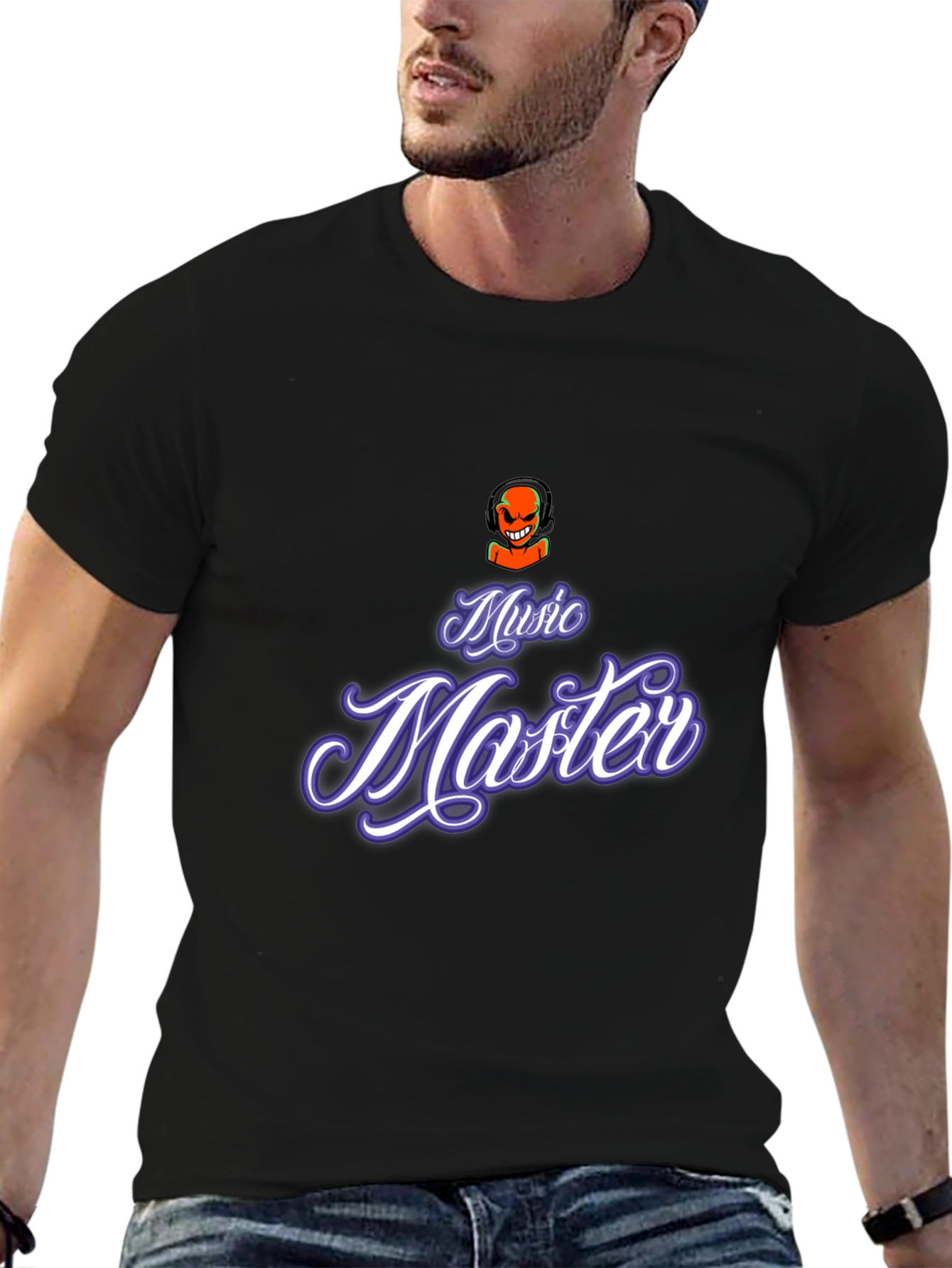 Music Master Graphic Tee - Black Cotton Comfort