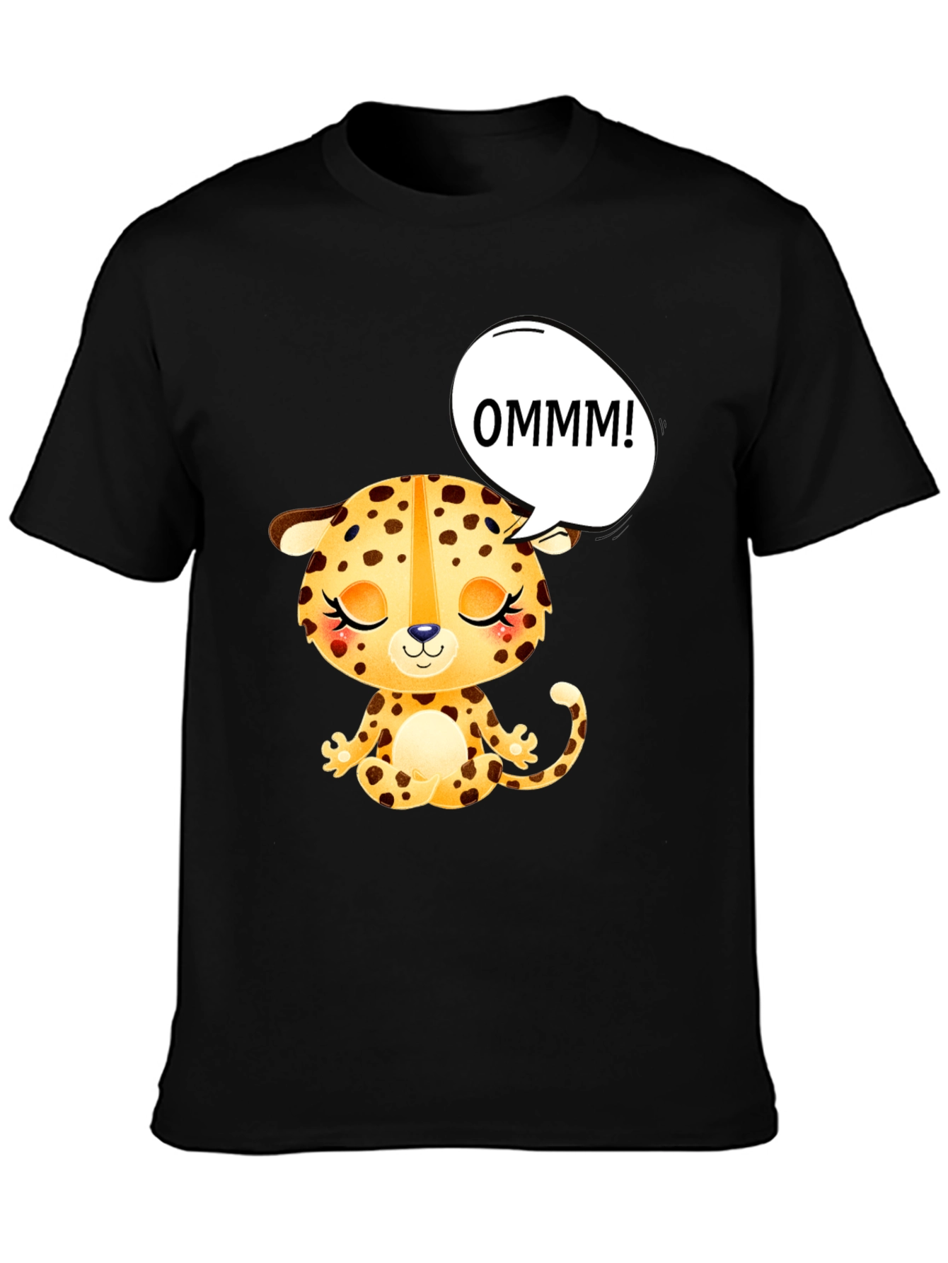 OMMM Leopard Graphic Tee - Relaxed Fit Black T-Shirt