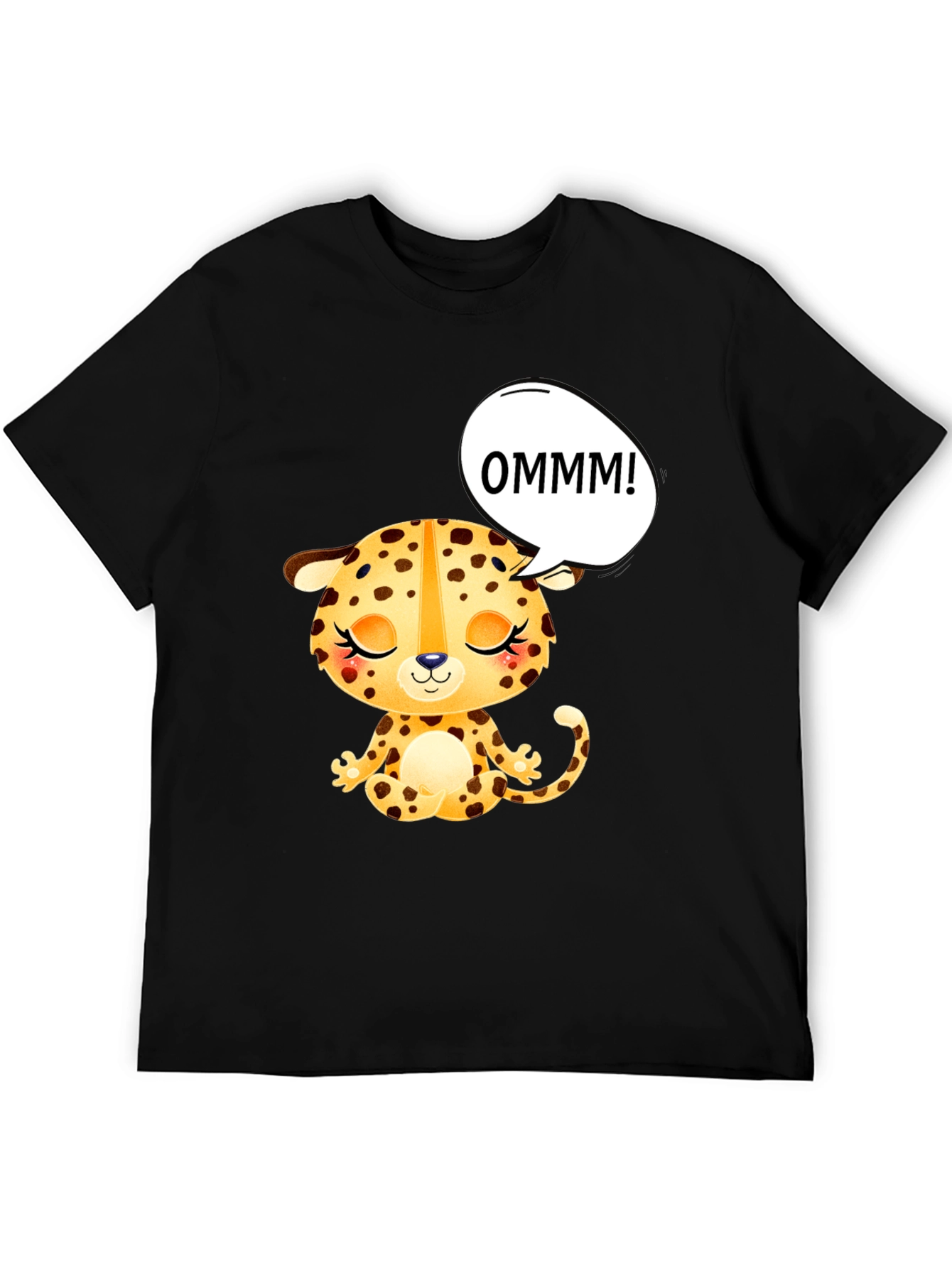 OMMM Leopard Graphic Tee - Relaxed Fit Black T-Shirt