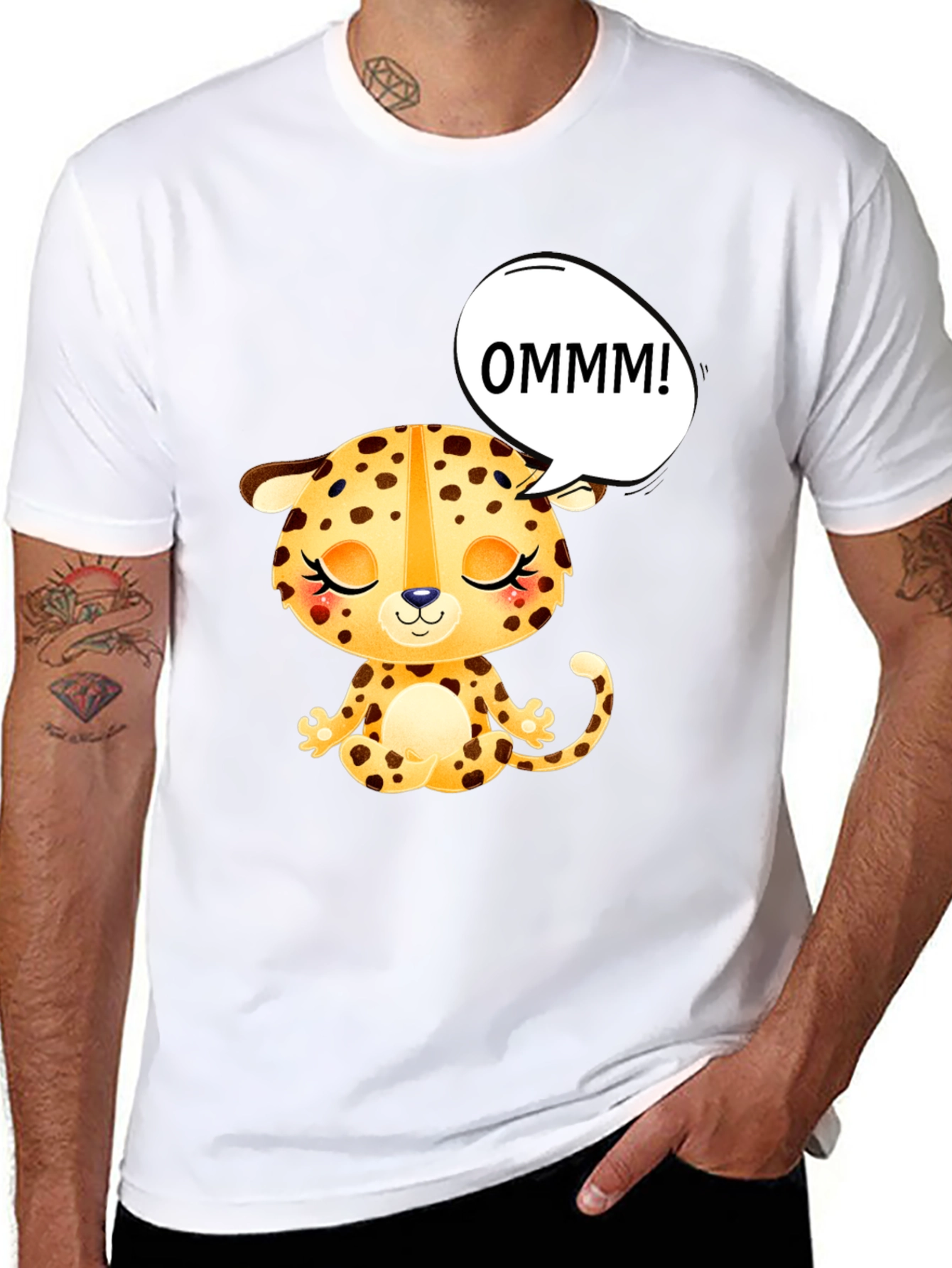 OMMM Leopard Graphic Tee - Relaxed Fit Black T-Shirt