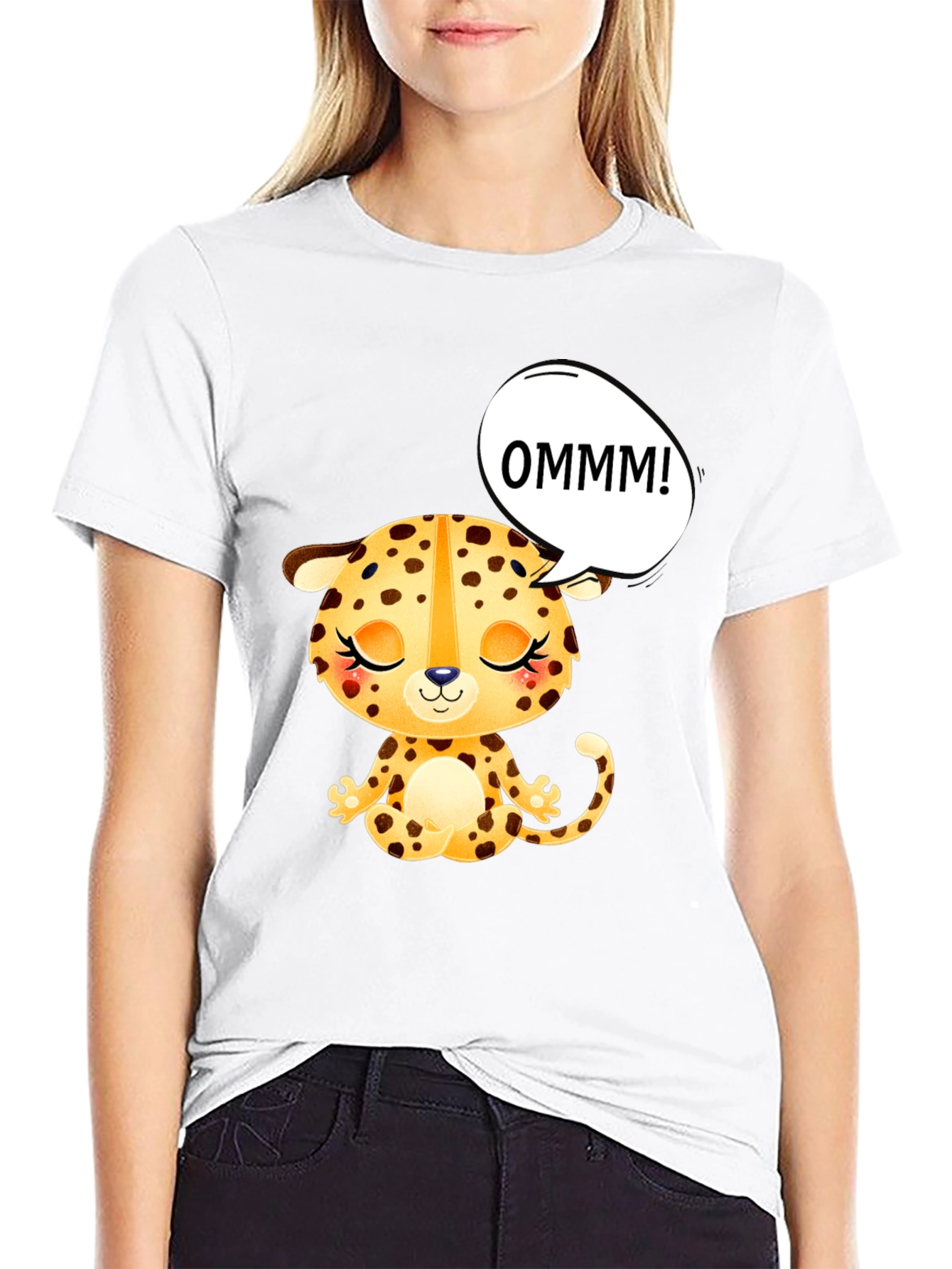 OMMM Leopard Graphic Tee - Relaxed Fit Black T-Shirt