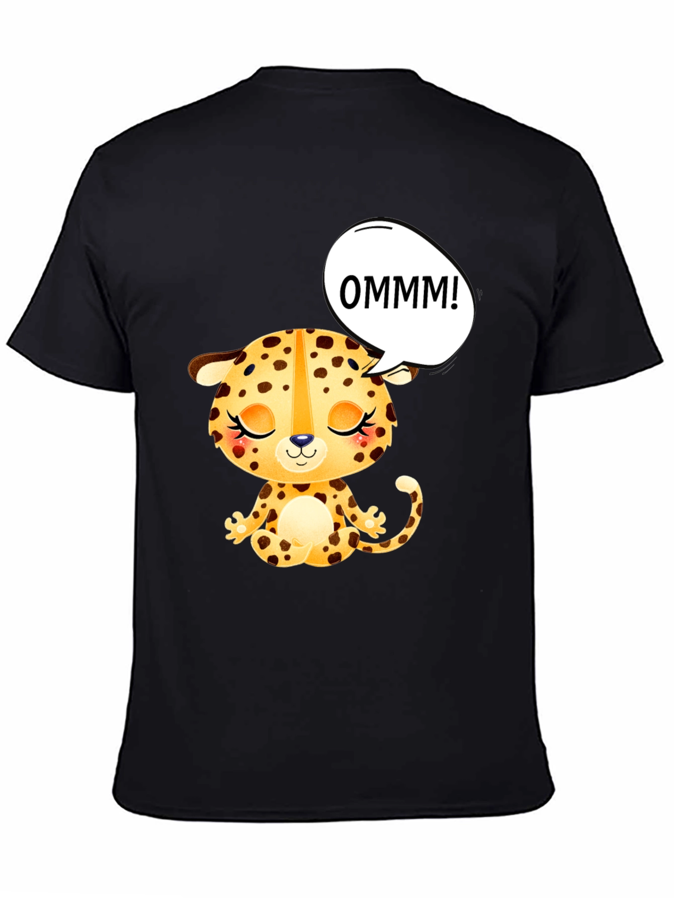 OMMM Leopard Graphic Tee - Relaxed Fit Black T-Shirt