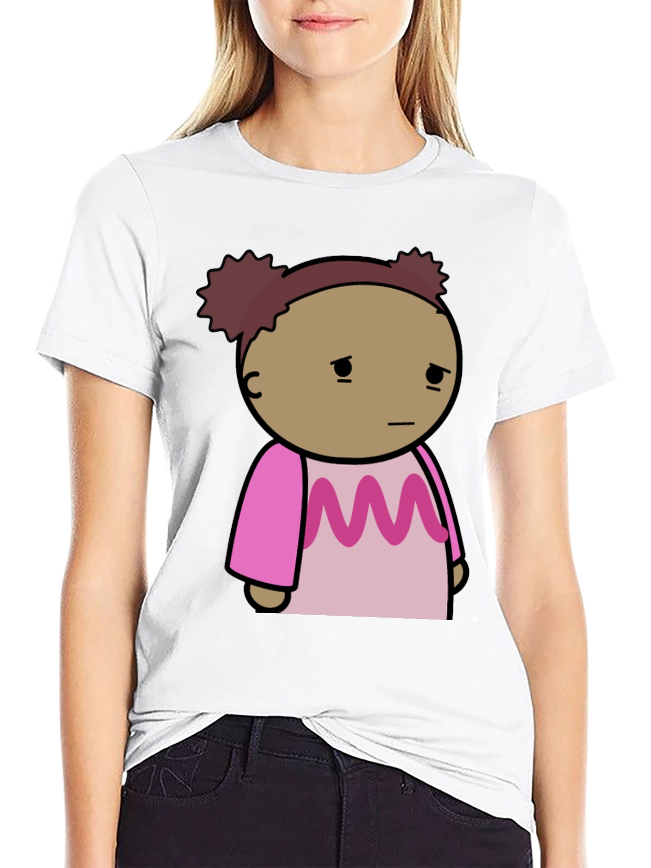 Sad Girl Cartoon Graphic T-Shirt