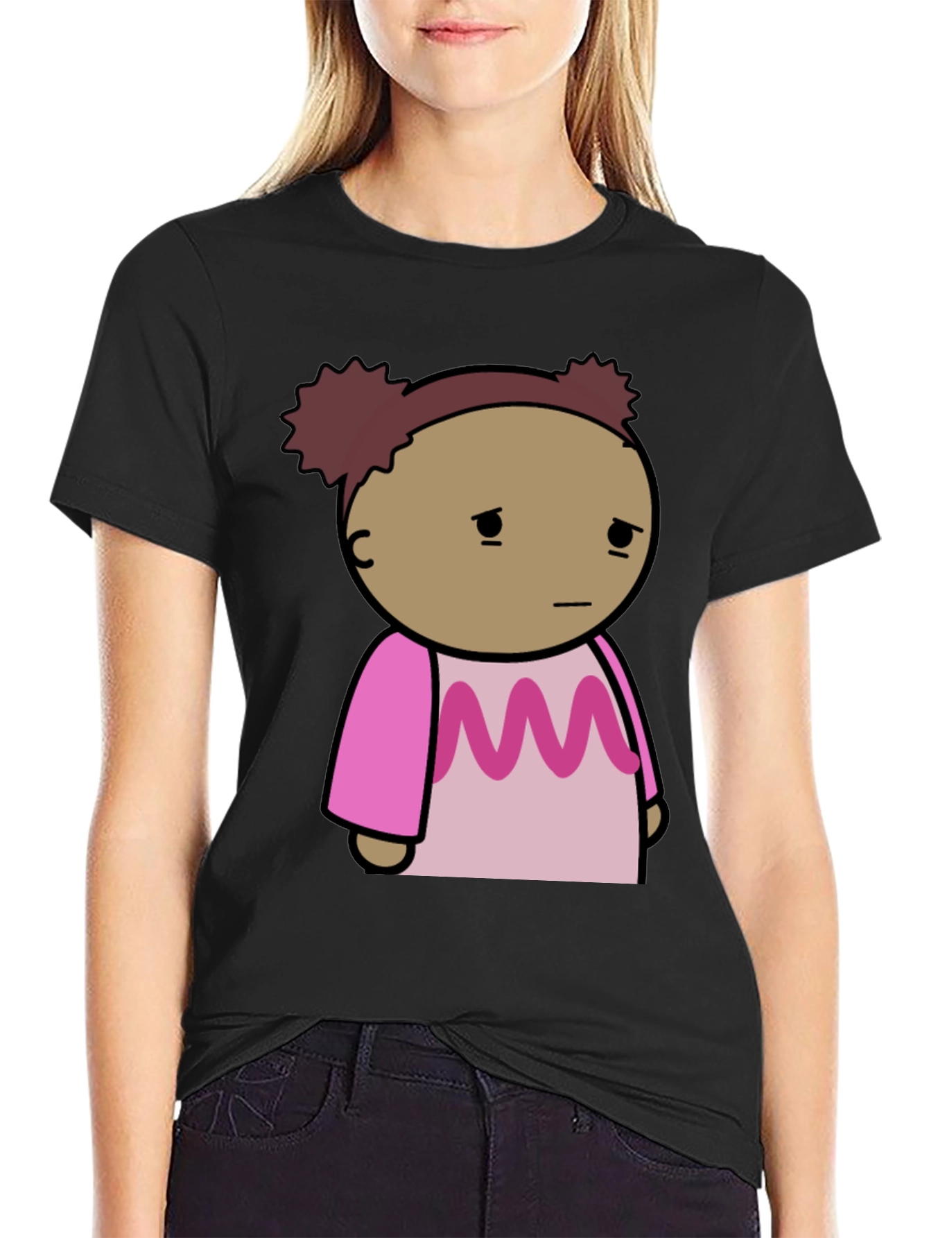 Sad Girl Cartoon Graphic T-Shirt