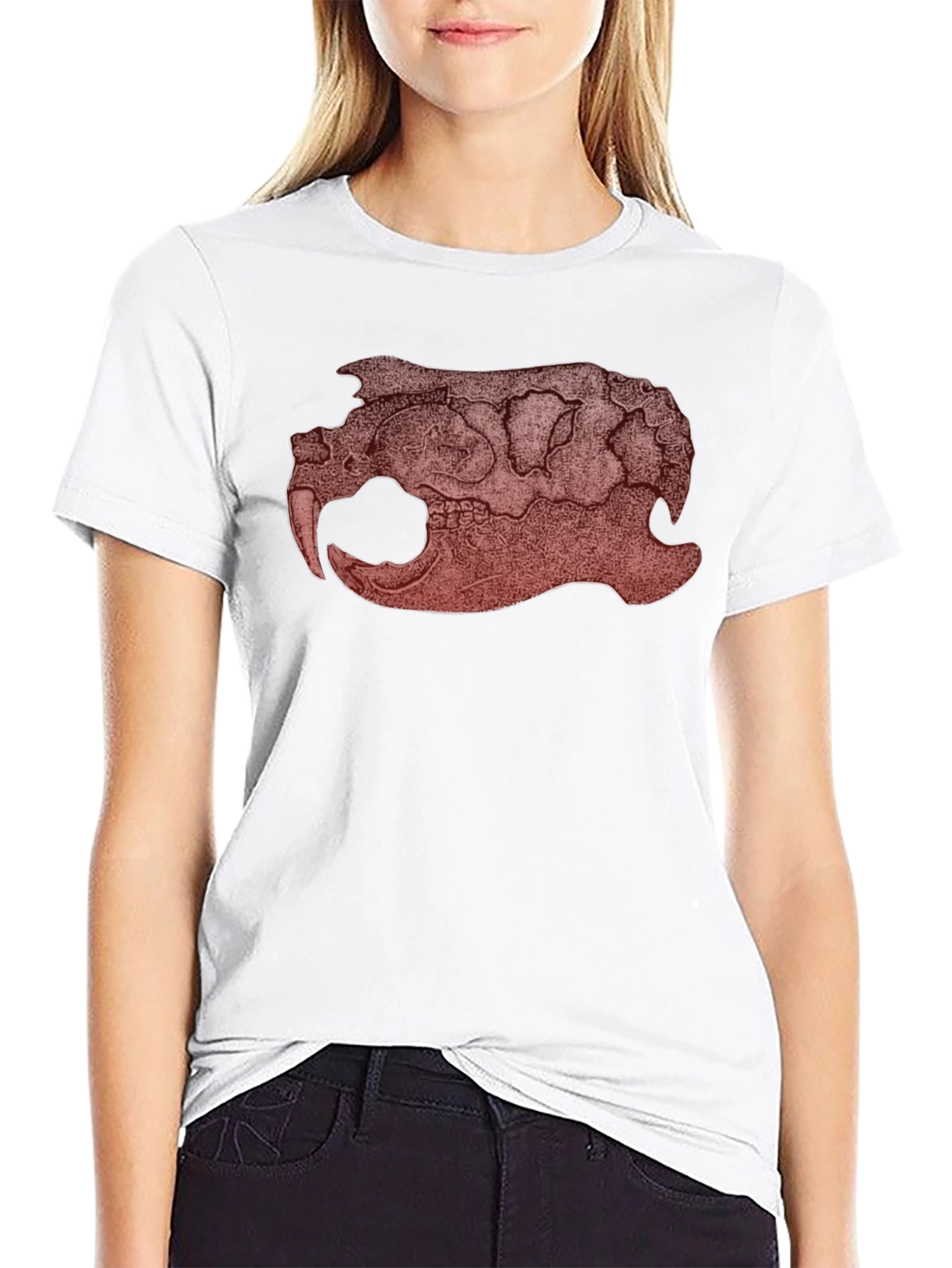 Graphic Beaver Skull Print Black T-Shirt
