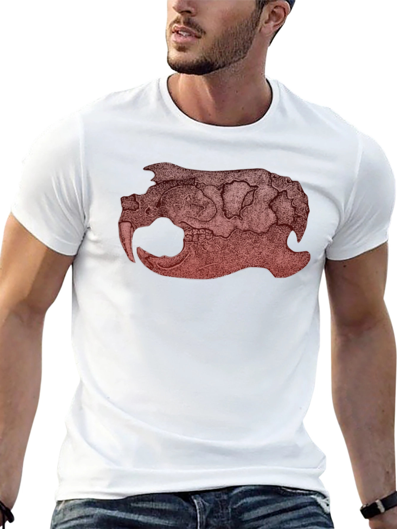 Graphic Beaver Skull Print Black T-Shirt