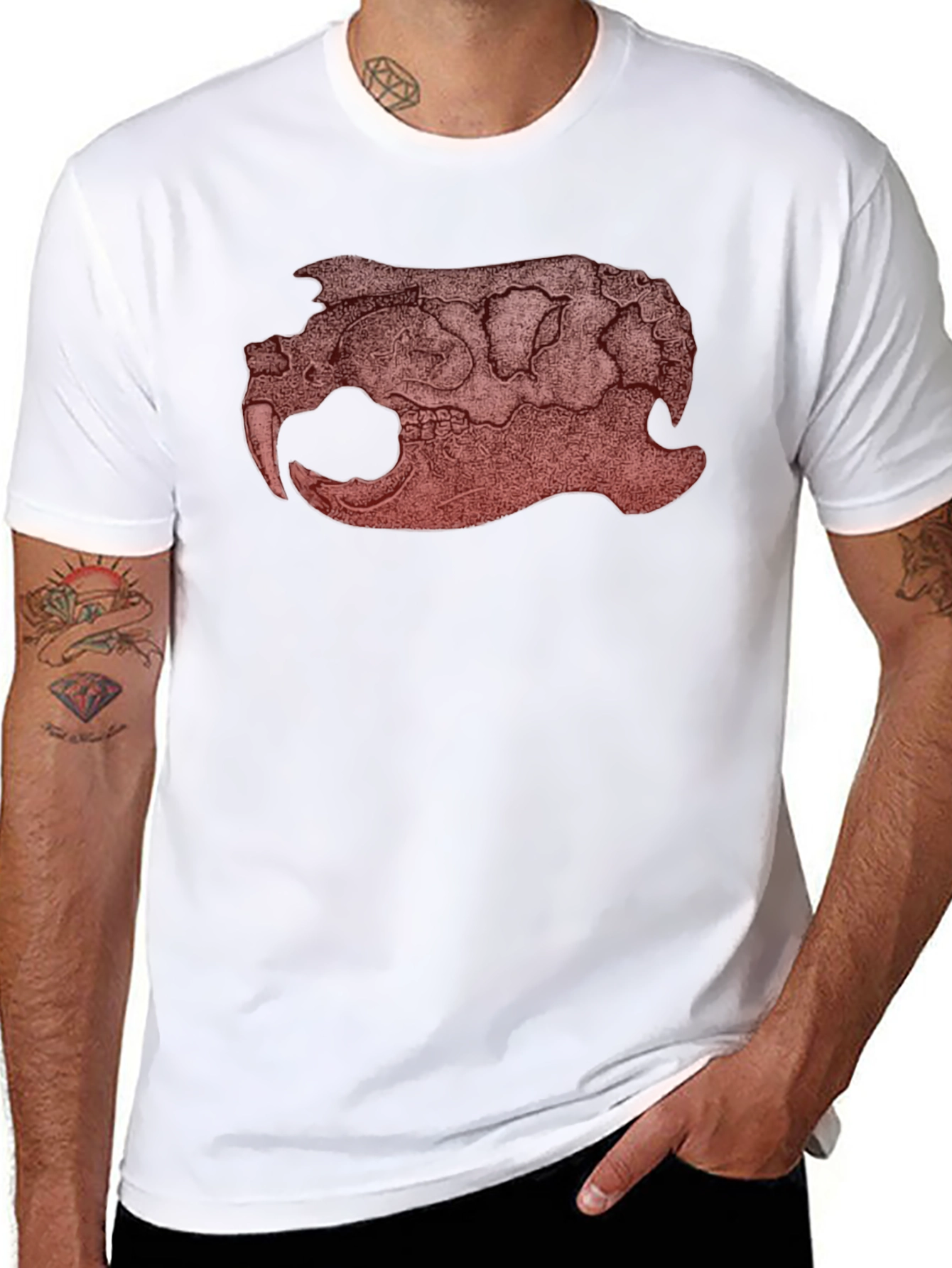 Graphic Beaver Skull Print Black T-Shirt