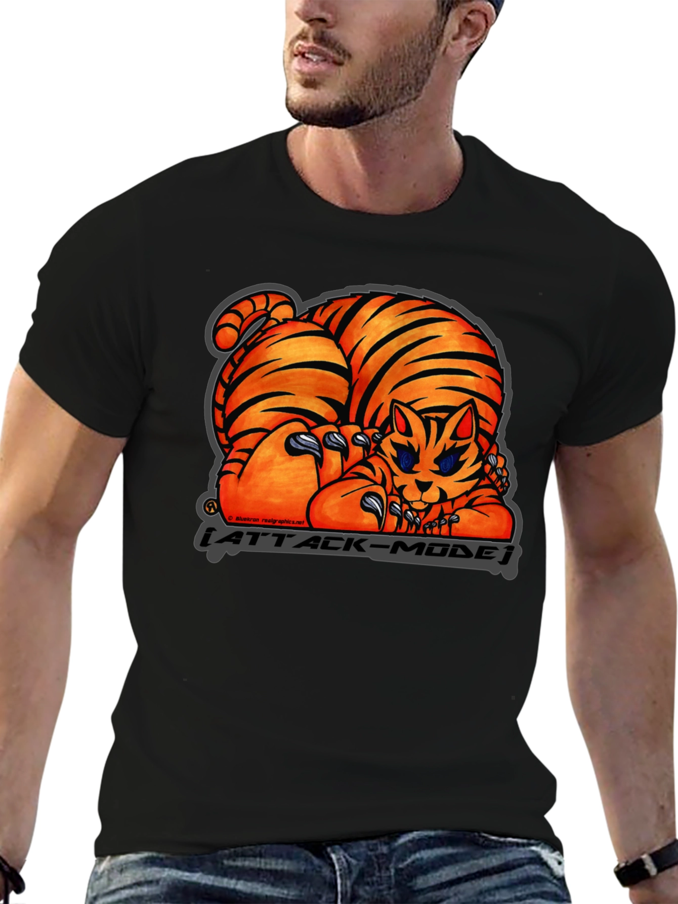 Attack Mode Tiger Graphic T-Shirt Cotton Blend Casual Wear