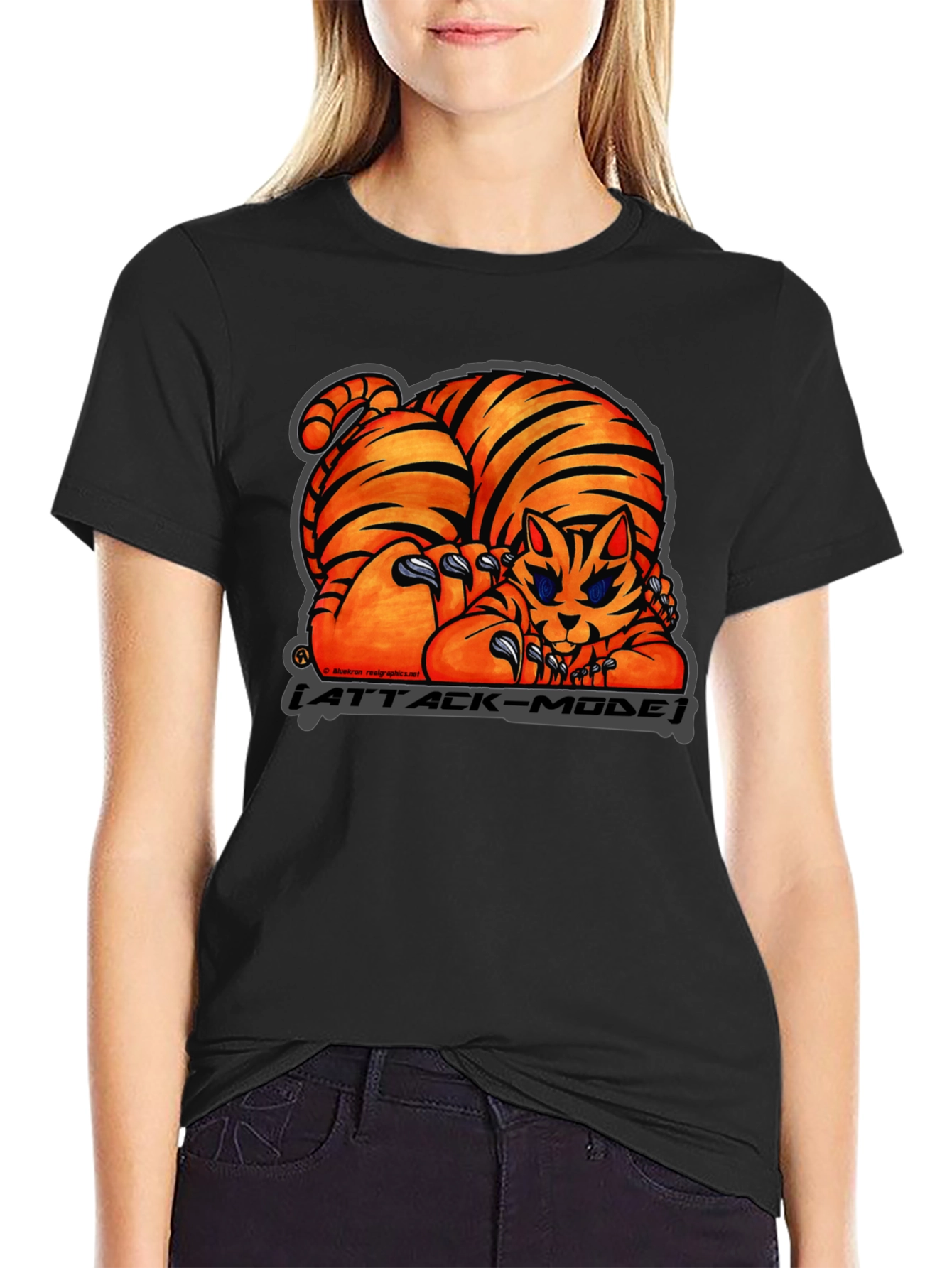 Attack Mode Tiger Graphic T-Shirt Cotton Blend Casual Wear