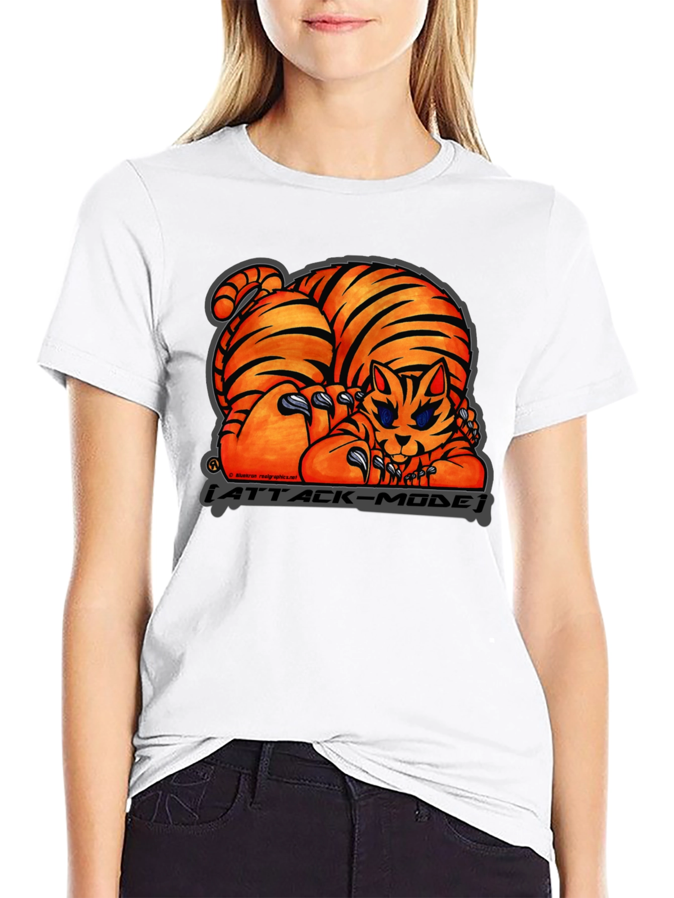 Attack Mode Tiger Graphic T-Shirt Cotton Blend Casual Wear