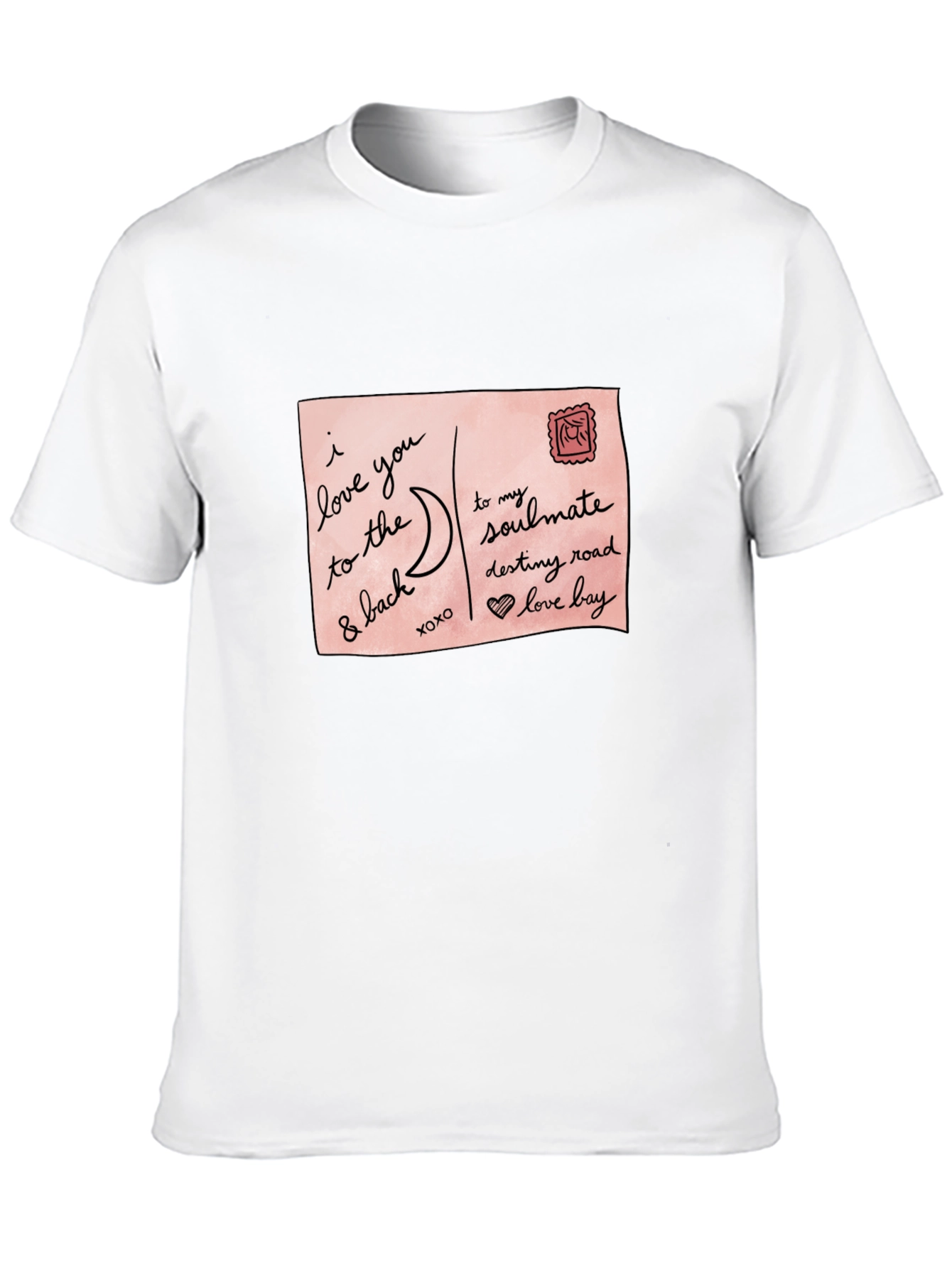 Romantic Postcard Graphic Black T-Shirt