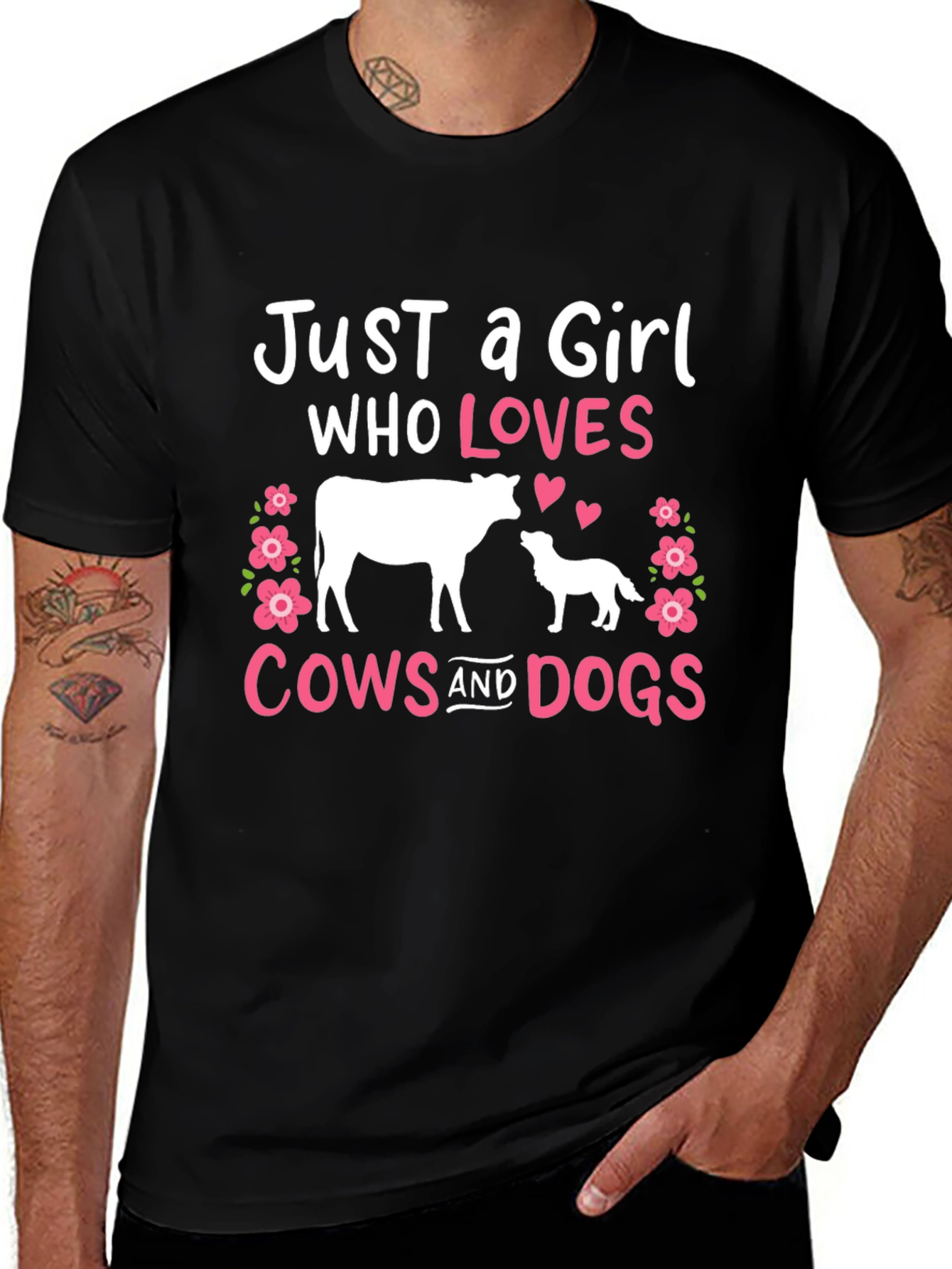 Just A Girl Who Loves Cows And Dogs T-Shirt
