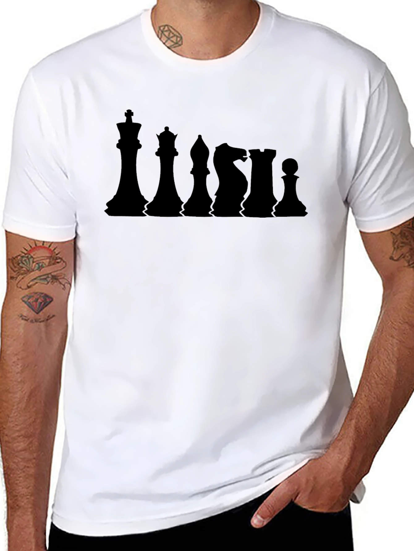 Chess Pieces Black Graphic T-Shirt