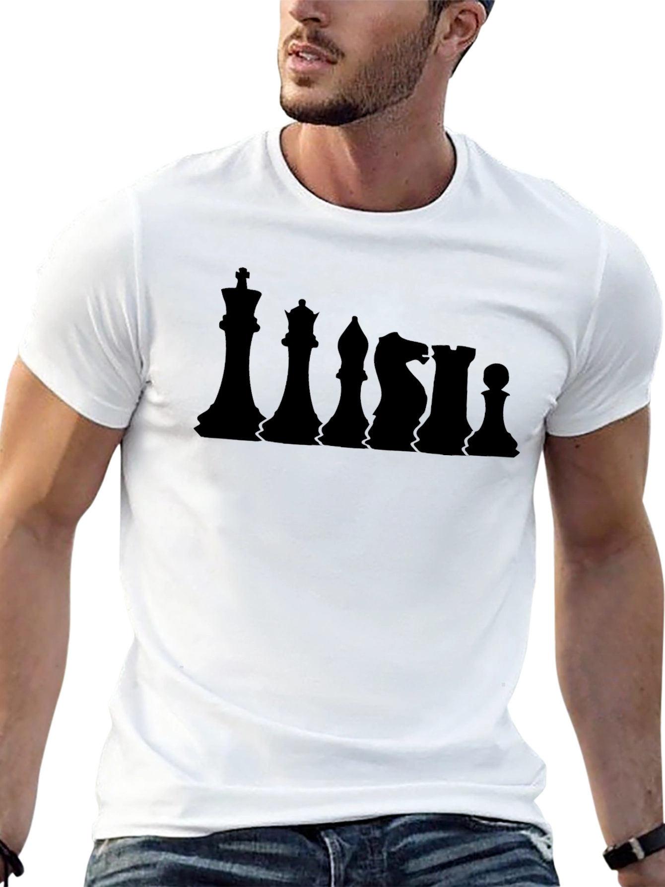 Chess Pieces Black Graphic T-Shirt