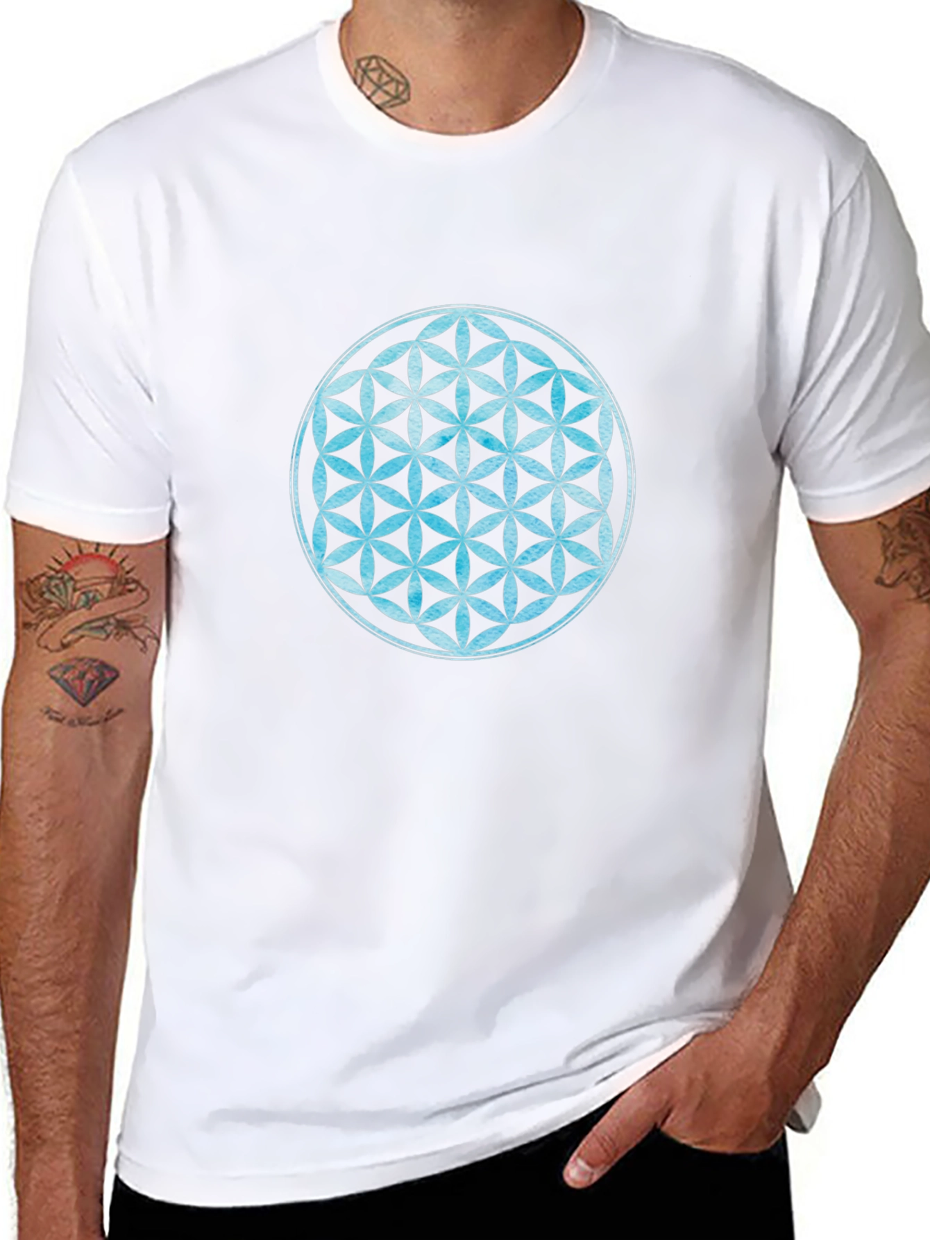 Flower of Life Black Graphic T-Shirt