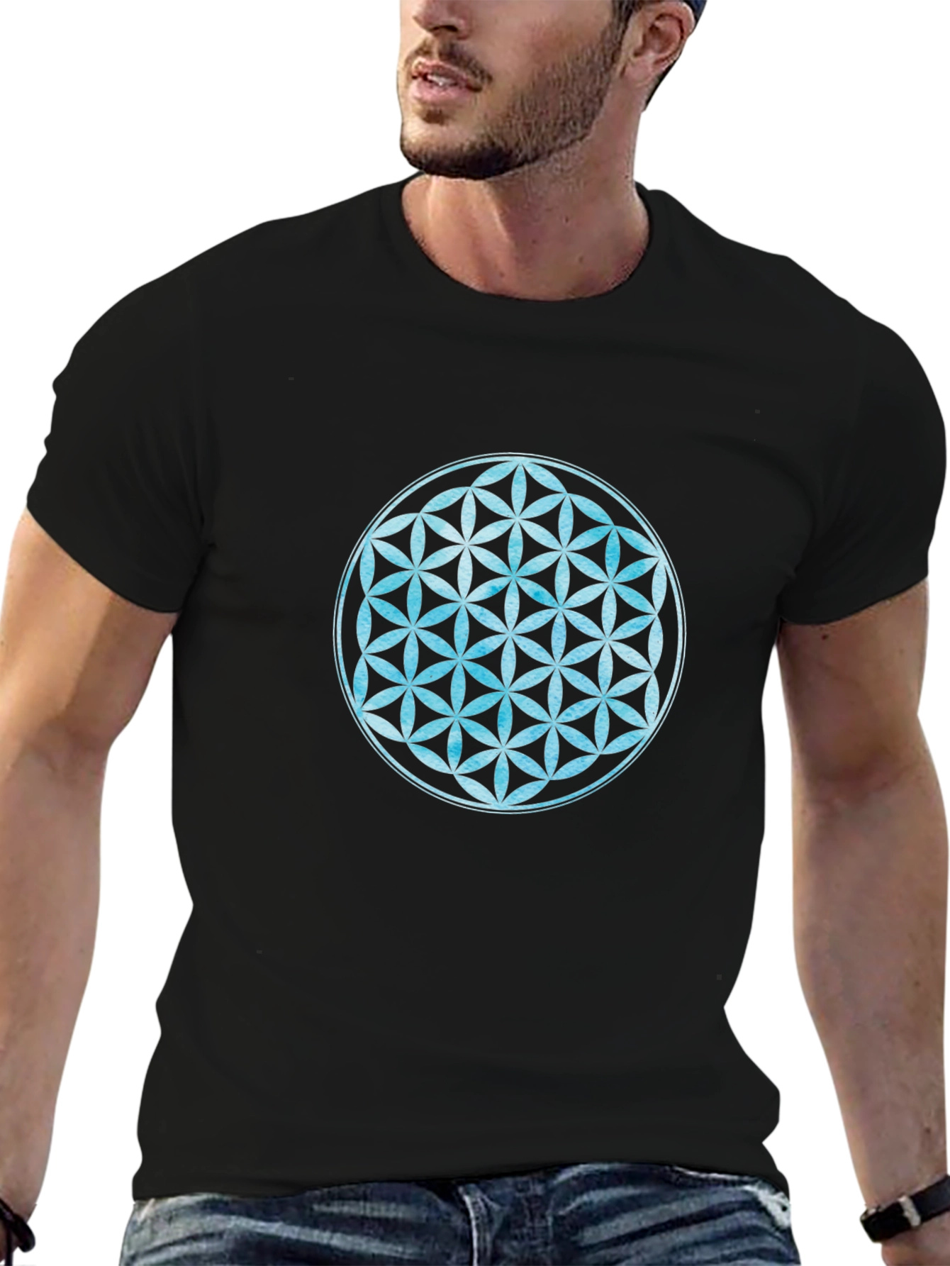 Flower of Life Black Graphic T-Shirt