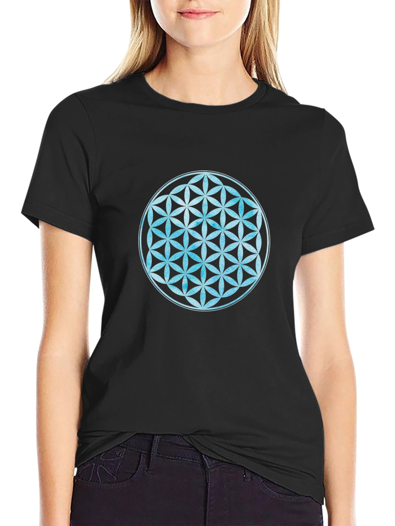Flower of Life Black Graphic T-Shirt