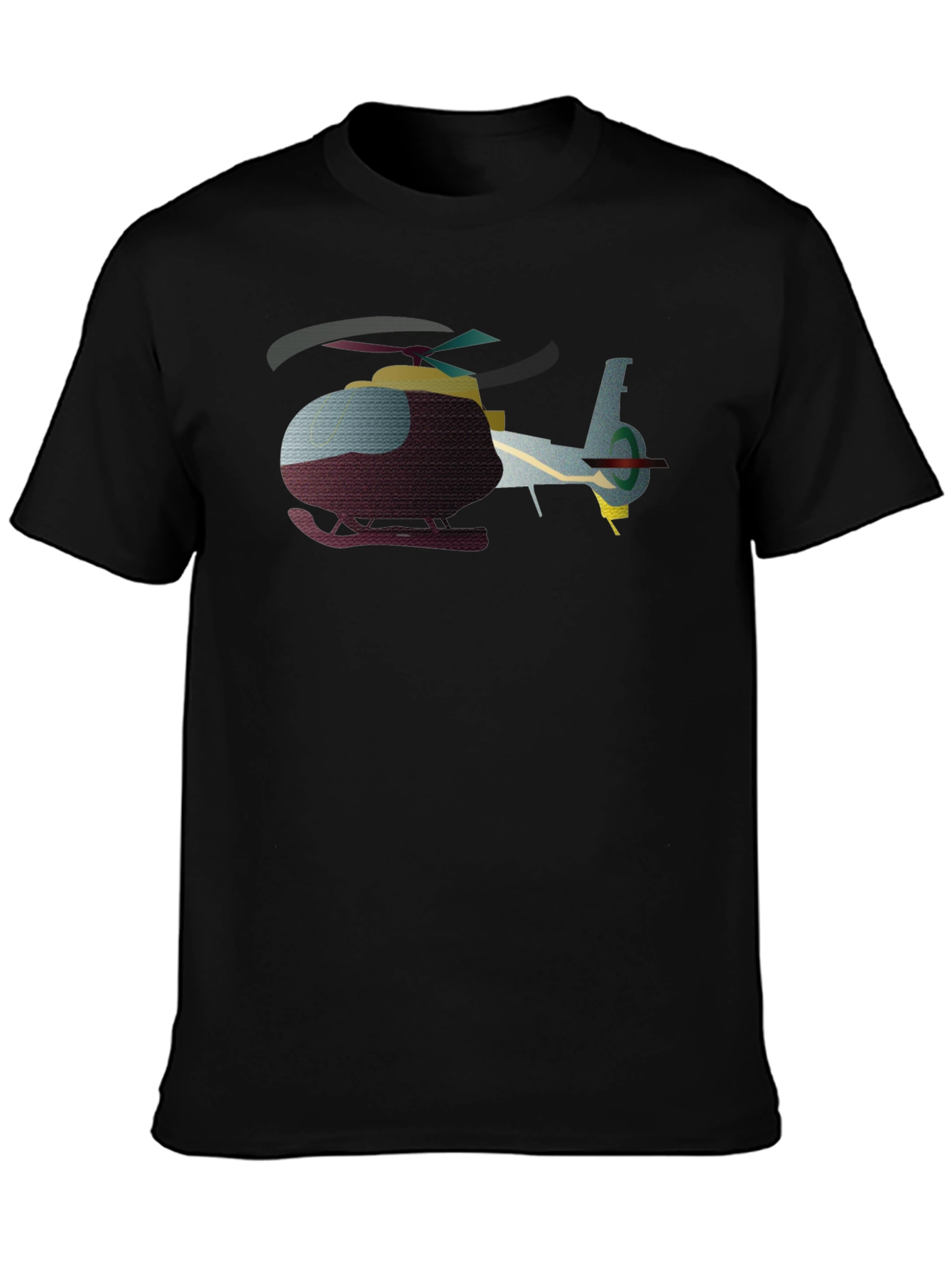 Helicopter Graphic T-Shirt - Black Crew Neck