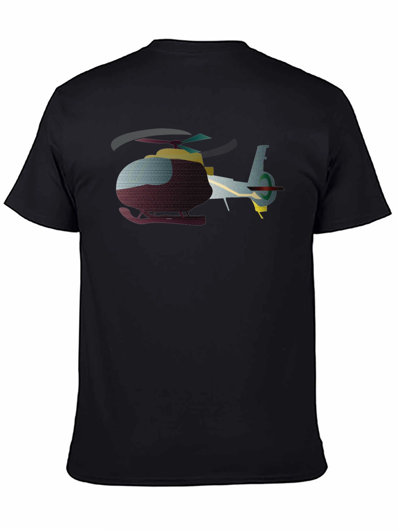 Helicopter Graphic T-Shirt - Black Crew Neck