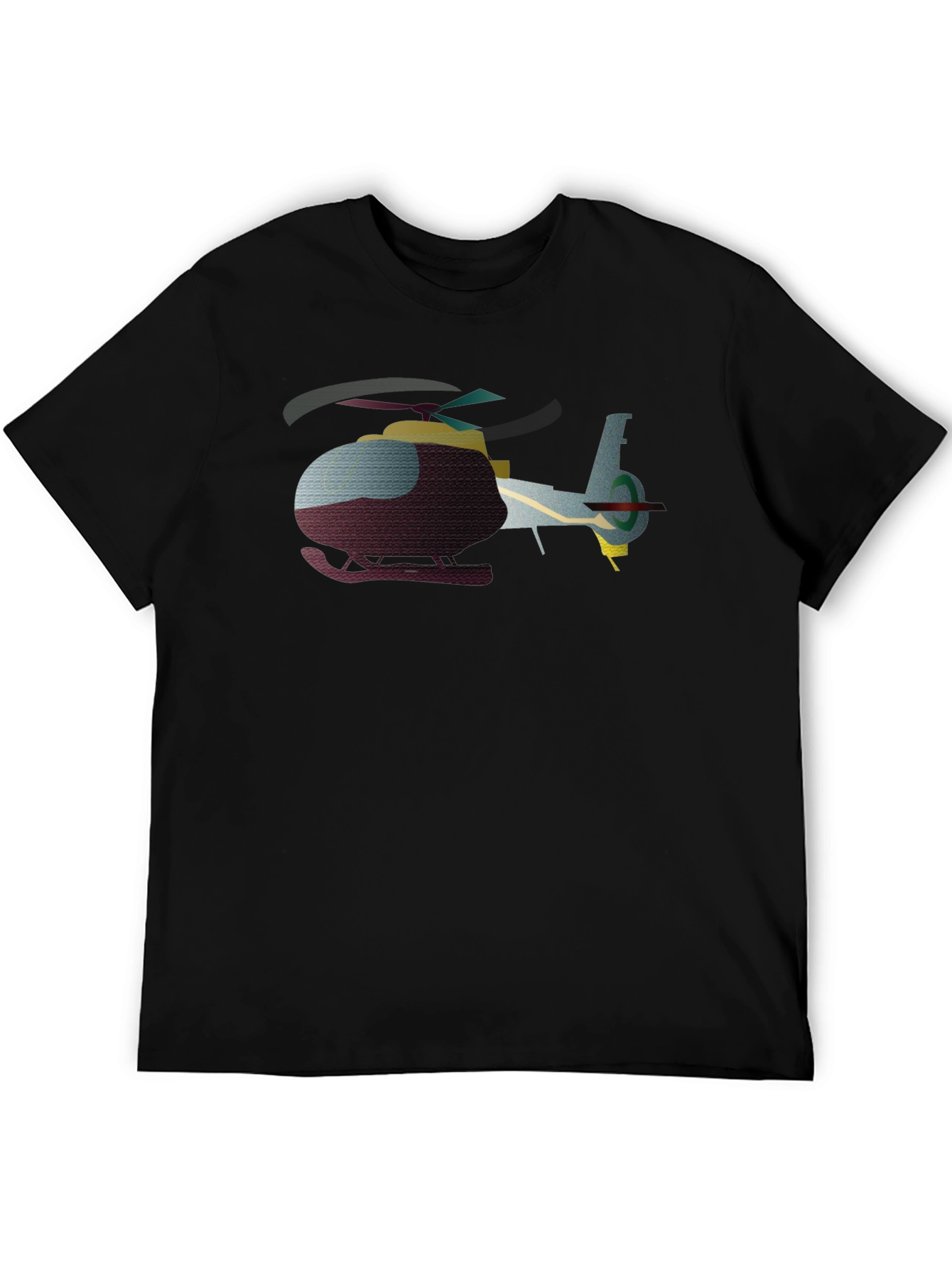 Helicopter Graphic T-Shirt - Black Crew Neck
