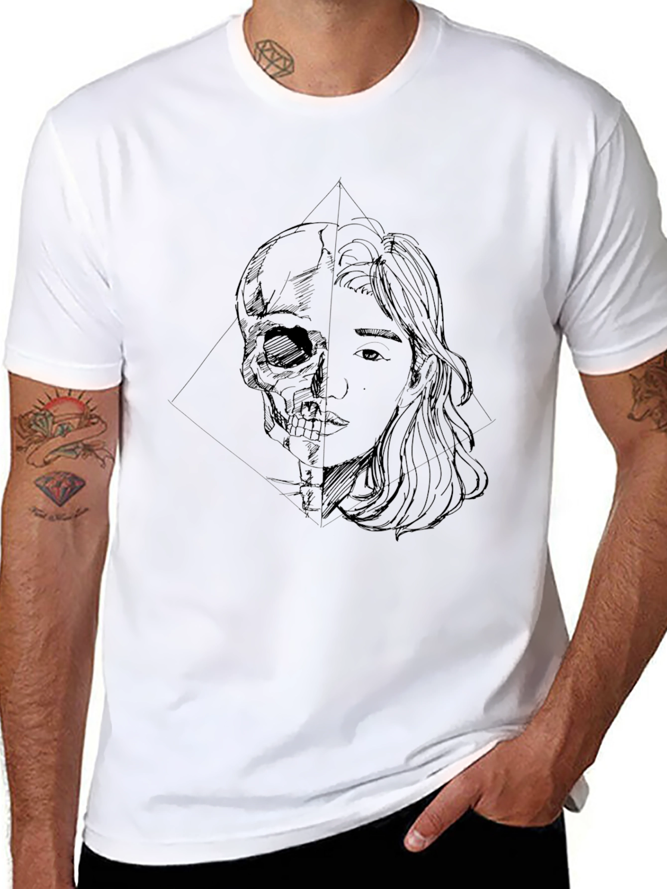 Skull & Girl Graphic Black T-Shirt