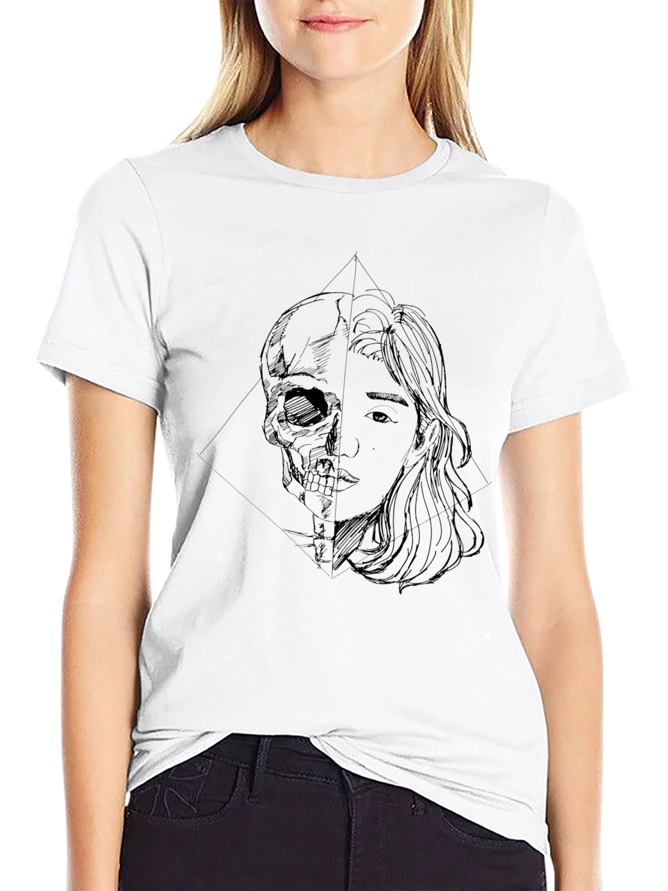 Skull & Girl Graphic Black T-Shirt