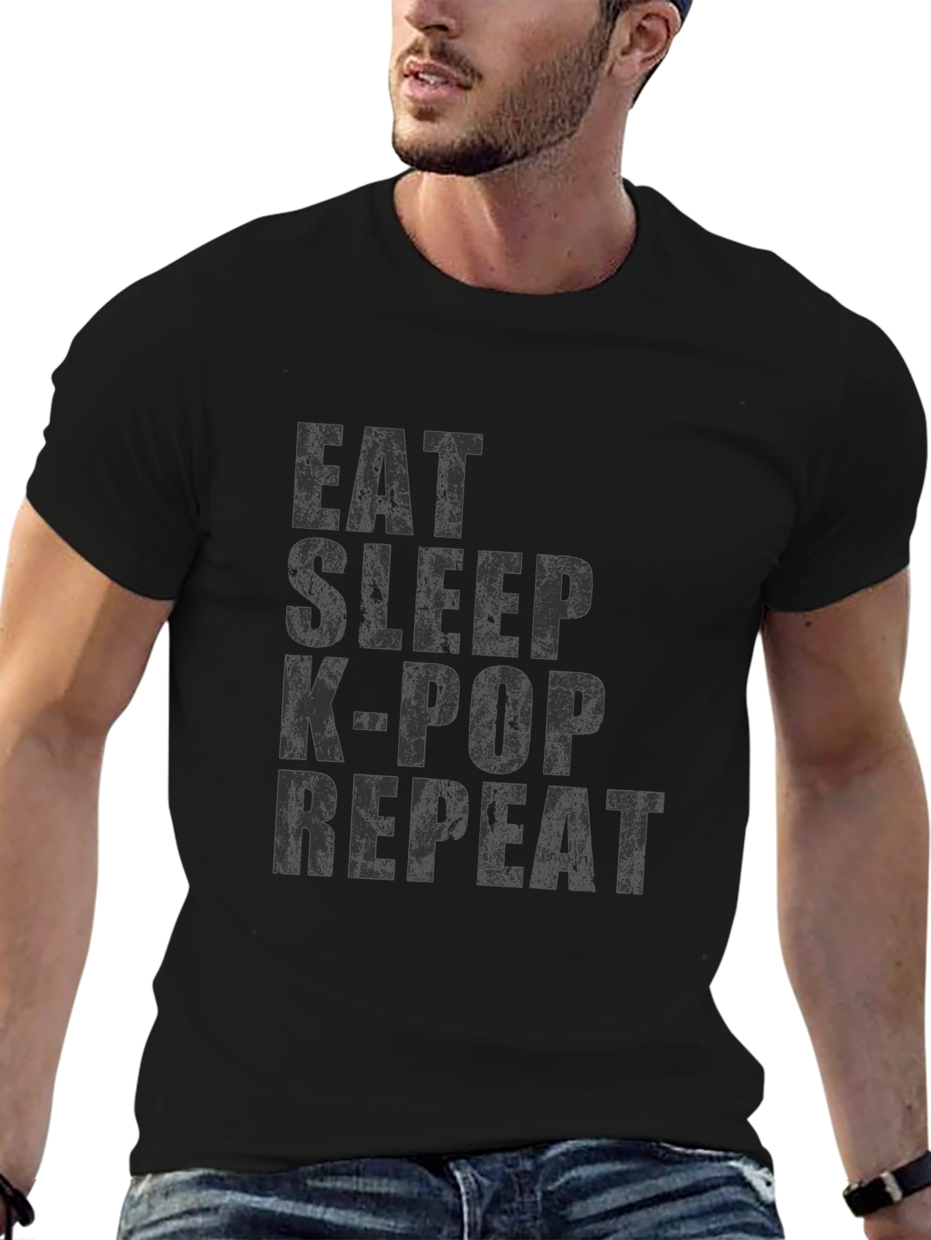 Eat Sleep K-Pop Repeat T-Shirt - Black Graphic Tee