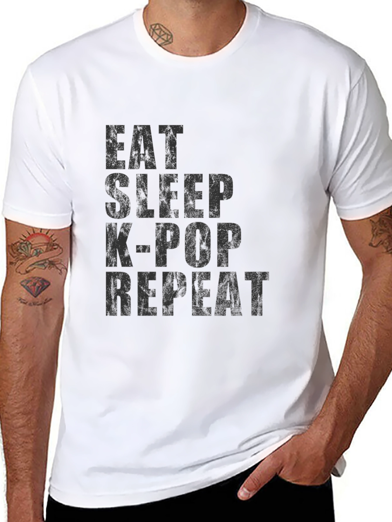 Eat Sleep K-Pop Repeat T-Shirt - Black Graphic Tee