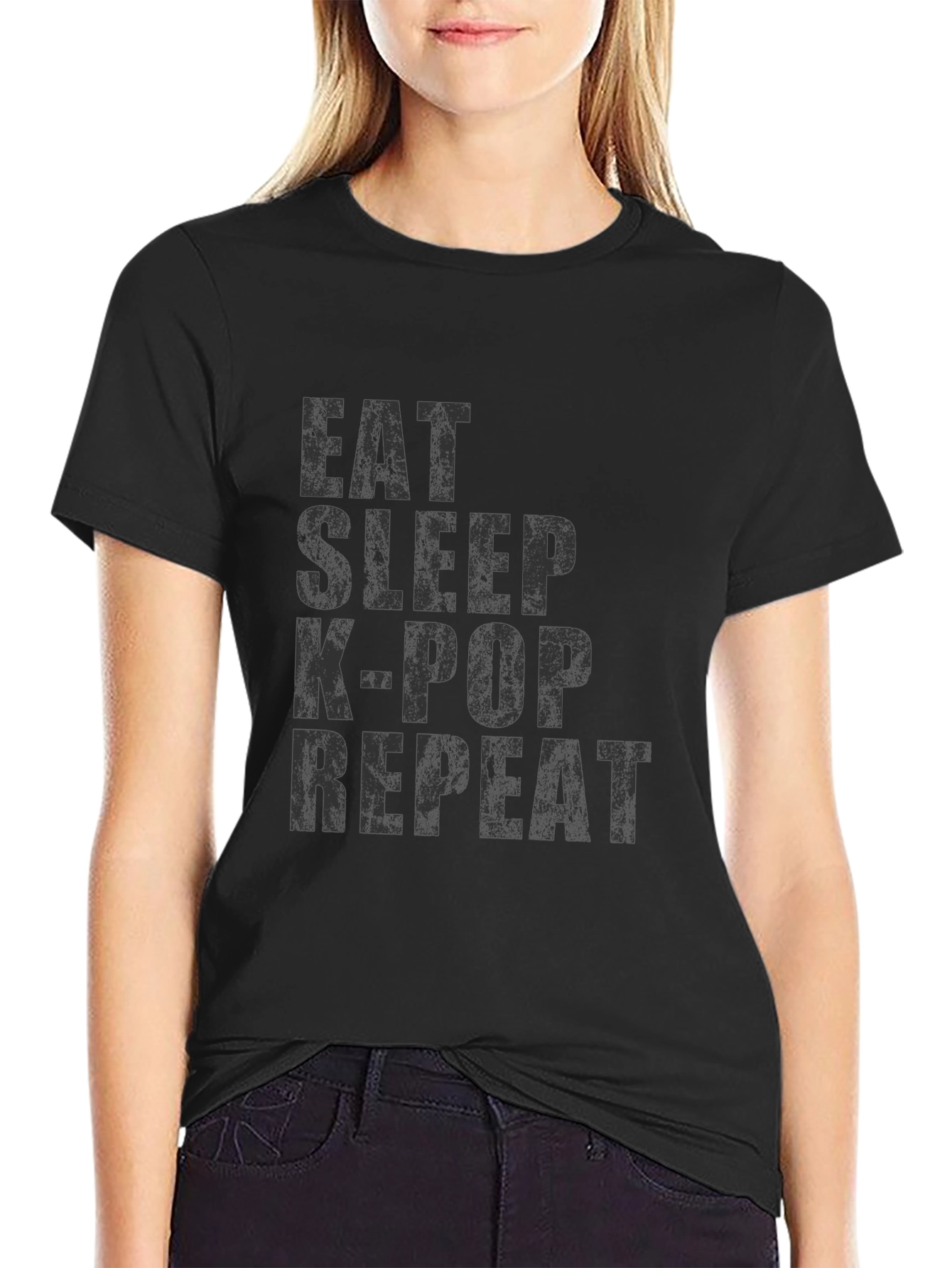 Eat Sleep K-Pop Repeat T-Shirt - Black Graphic Tee
