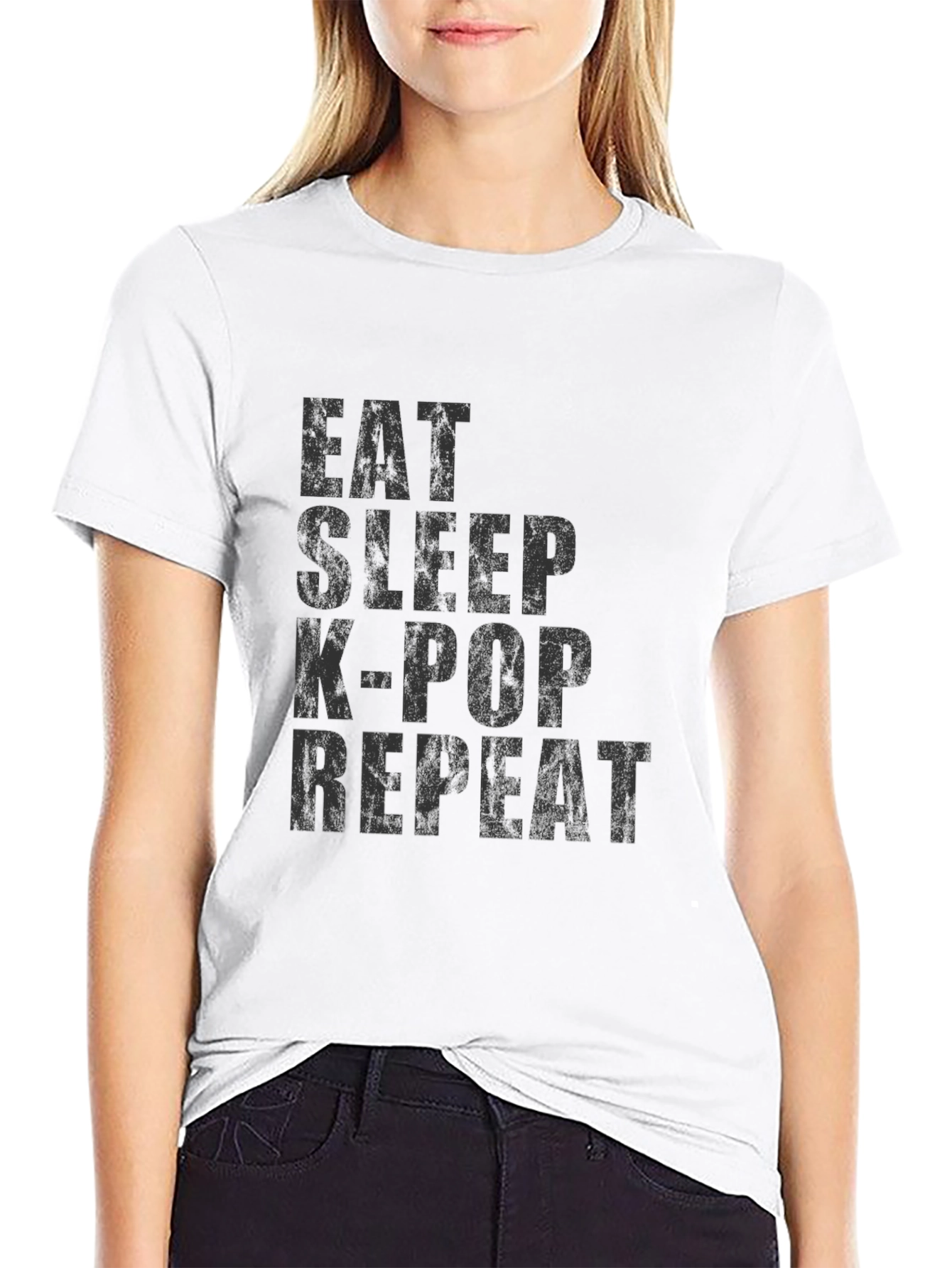 Eat Sleep K-Pop Repeat T-Shirt - Black Graphic Tee