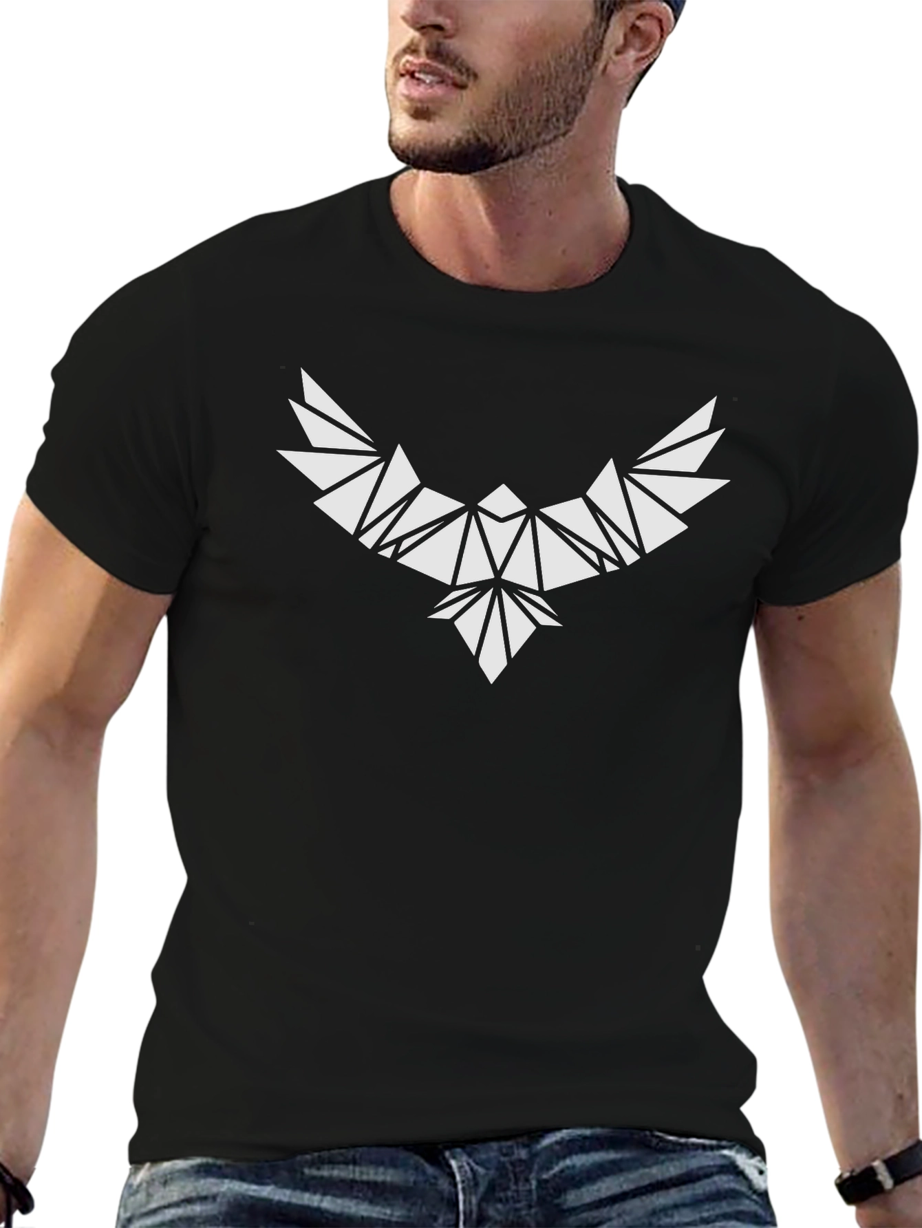 Geometric Eagle Graphic Tee - Modern Style
