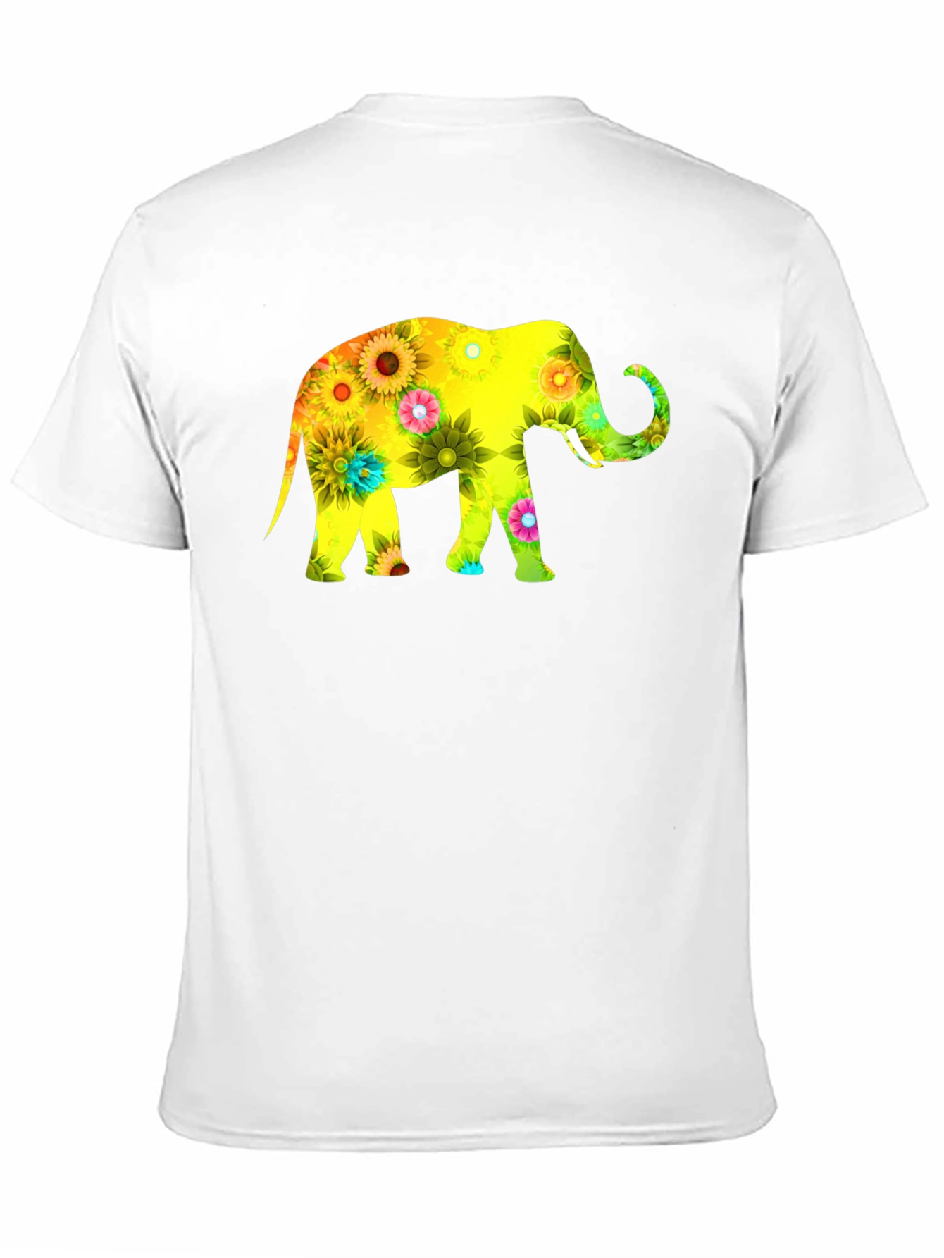 Floral Elephant Print Black T-Shirt