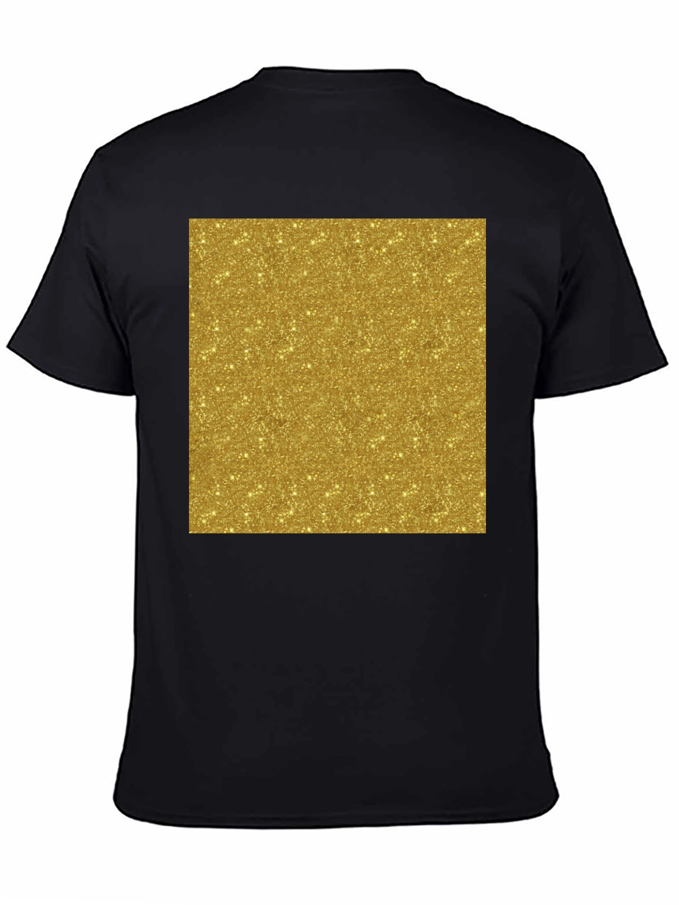 Gold Glitter Print Black T-Shirt