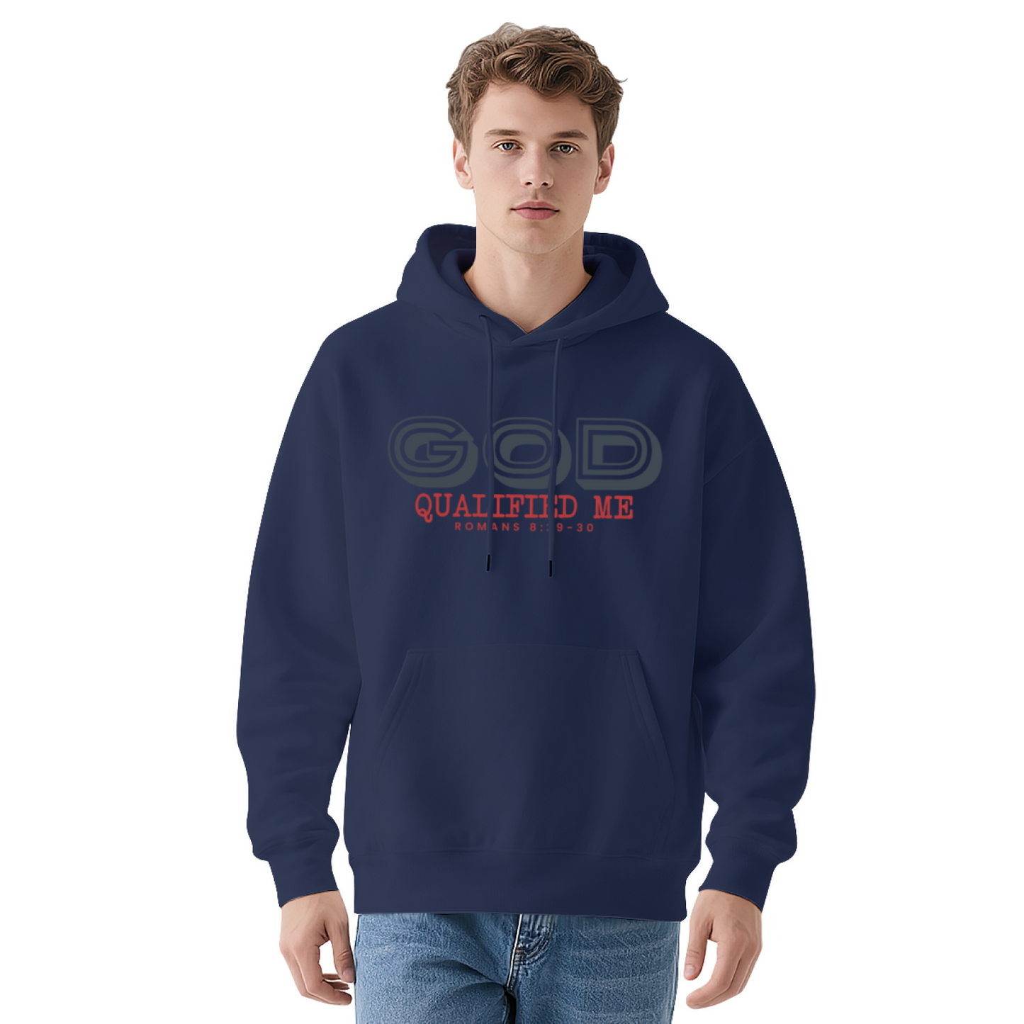 Faith God Qualified Me Romans 8:30 White Hoodie, Soft Comfort Religious Daily Top