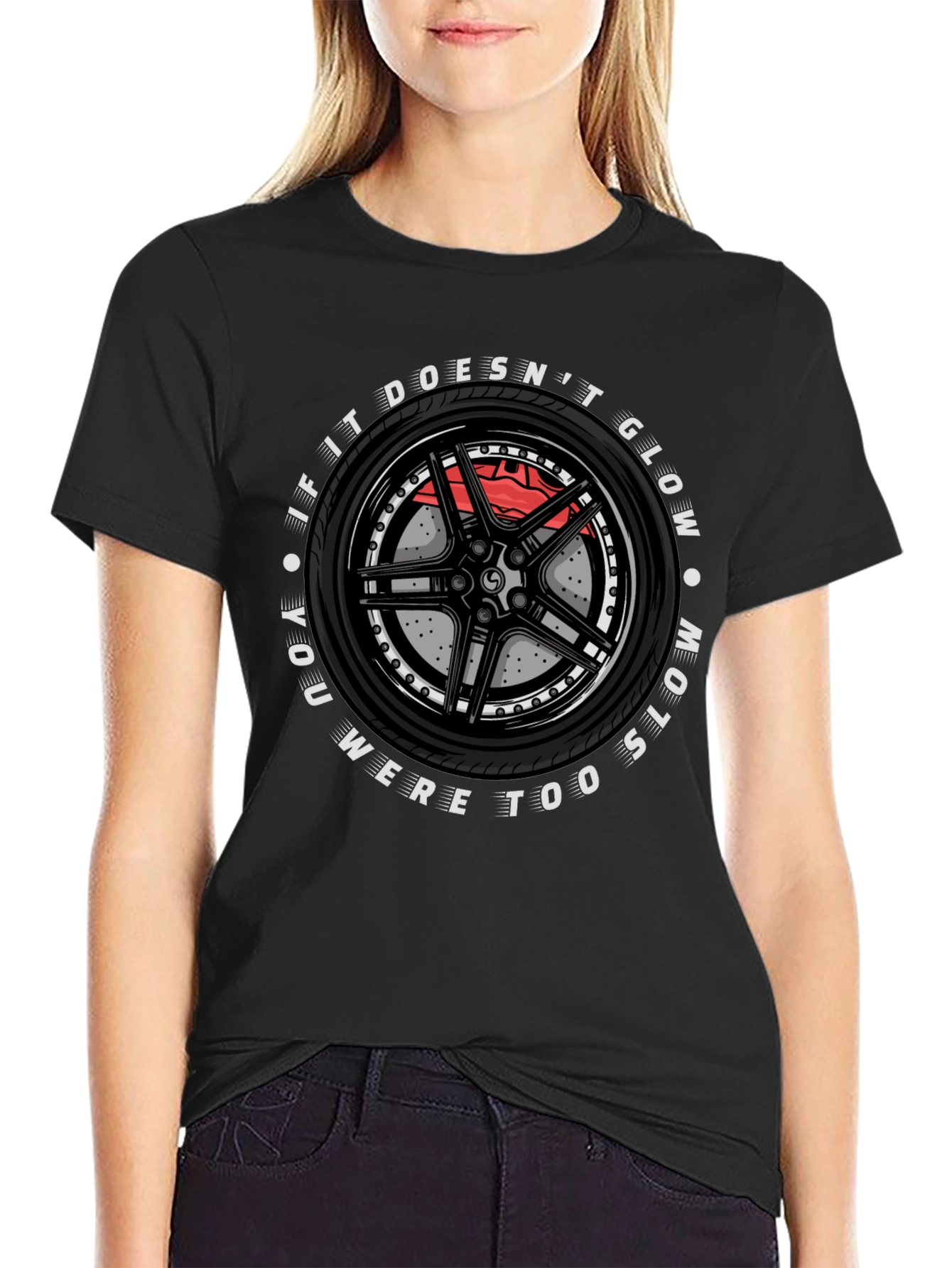 Glow in the Dark Race Car Wheel T-Shirt