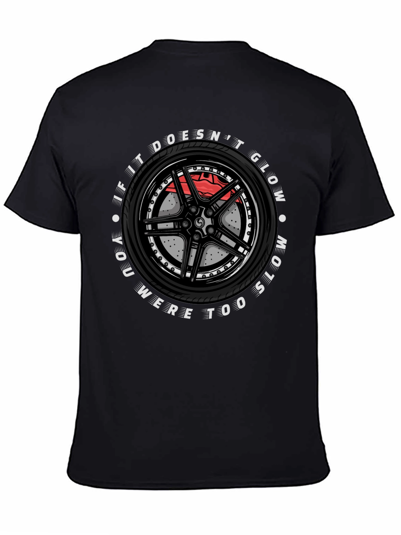 Glow in the Dark Race Car Wheel T-Shirt