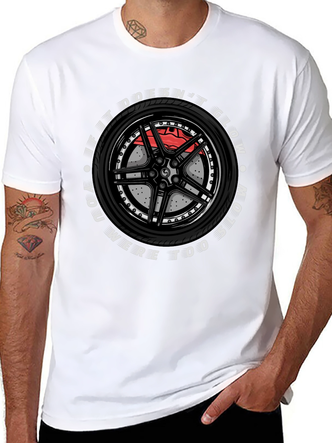 Glow in the Dark Race Car Wheel T-Shirt