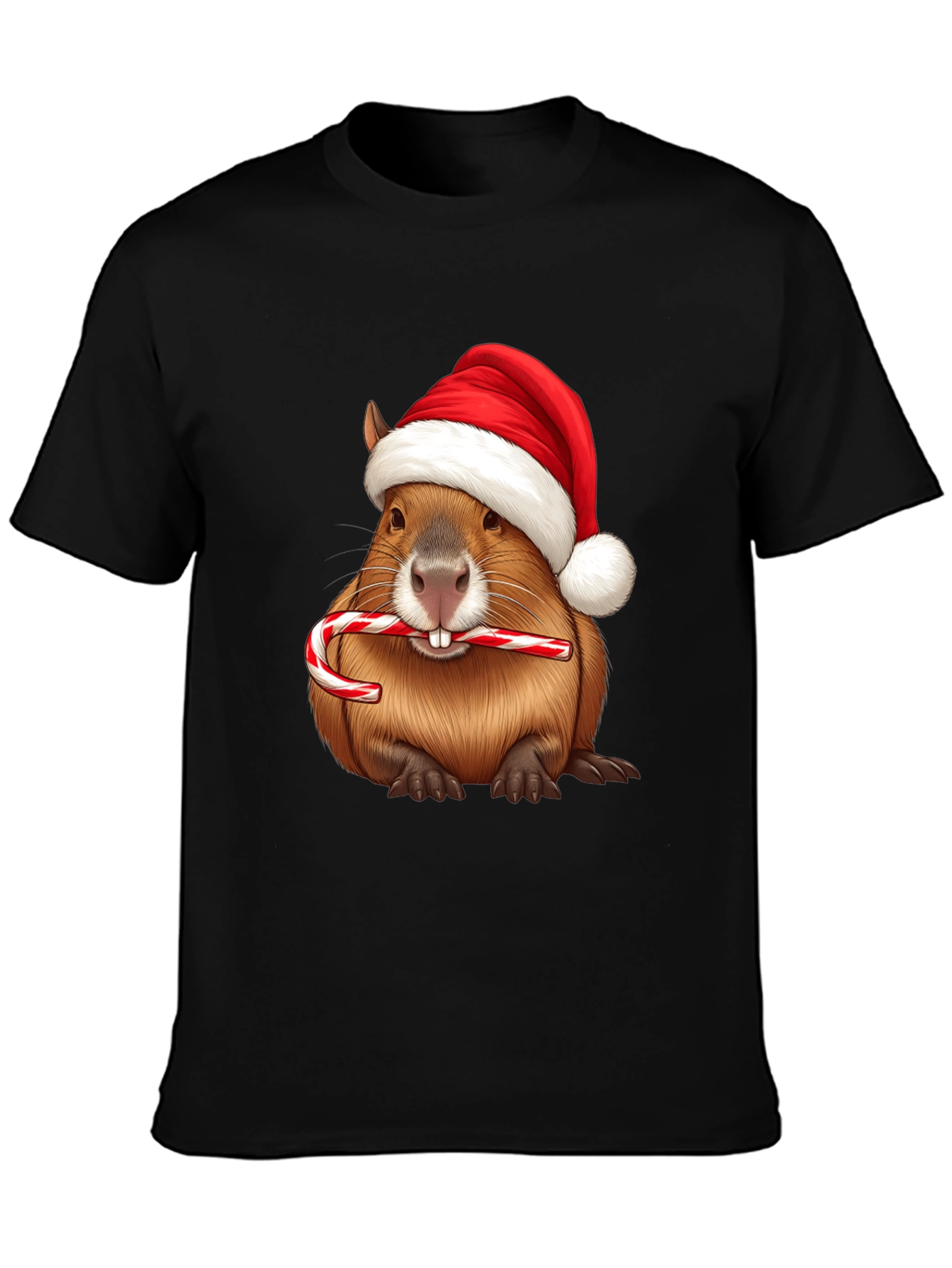 Festive Beaver Santa Hat Christmas T-Shirt