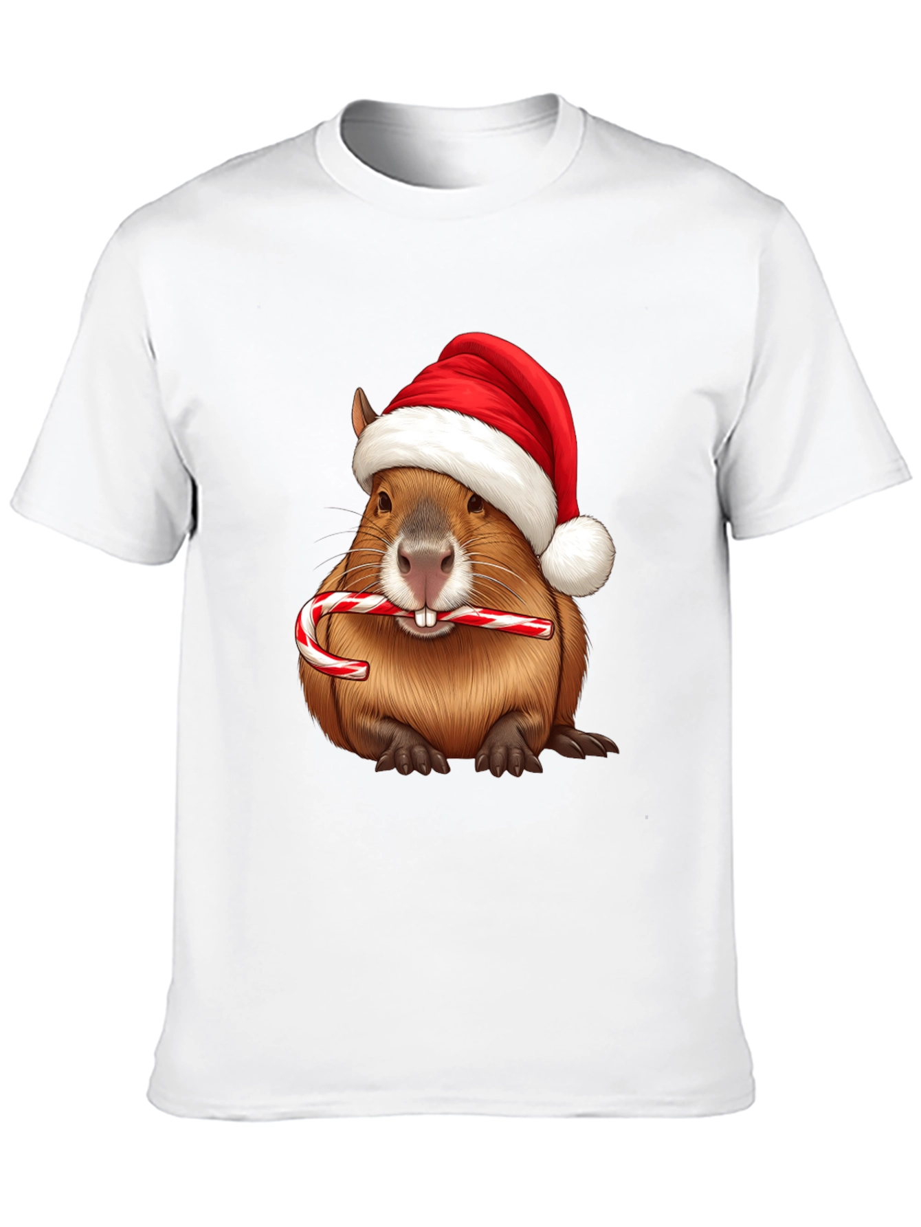 Festive Beaver Santa Hat Christmas T-Shirt