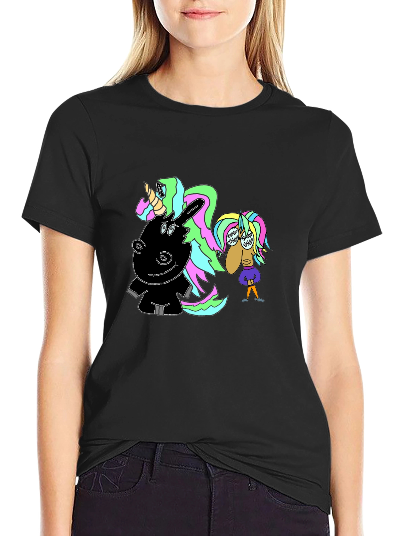 Unicorn & Character Graphic T-Shirt